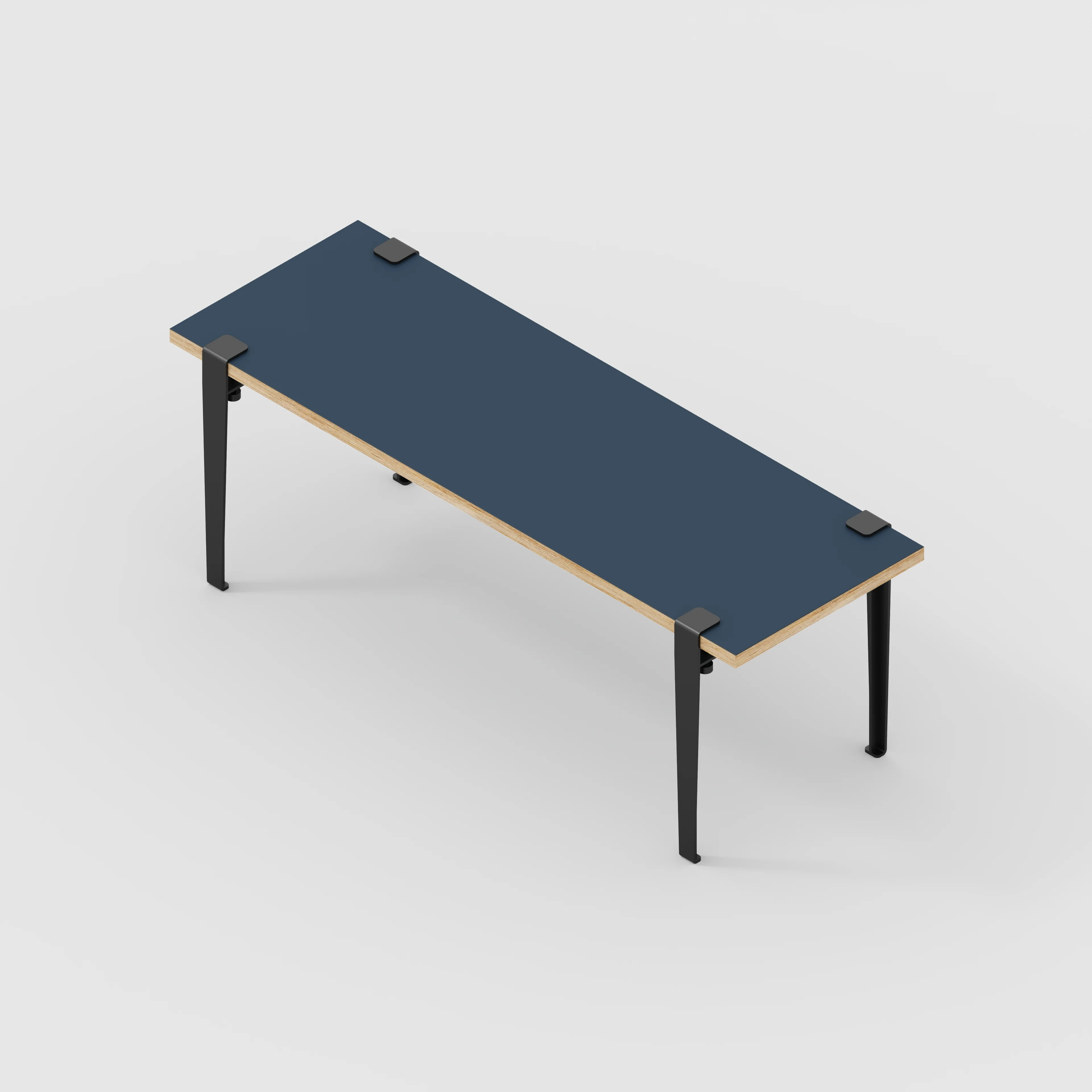 Plywood Bench Seat with Black Tiptoe Legs - Formica Night Sea Blue - 1200(w) x 400(d) x 450(h) - Image 5