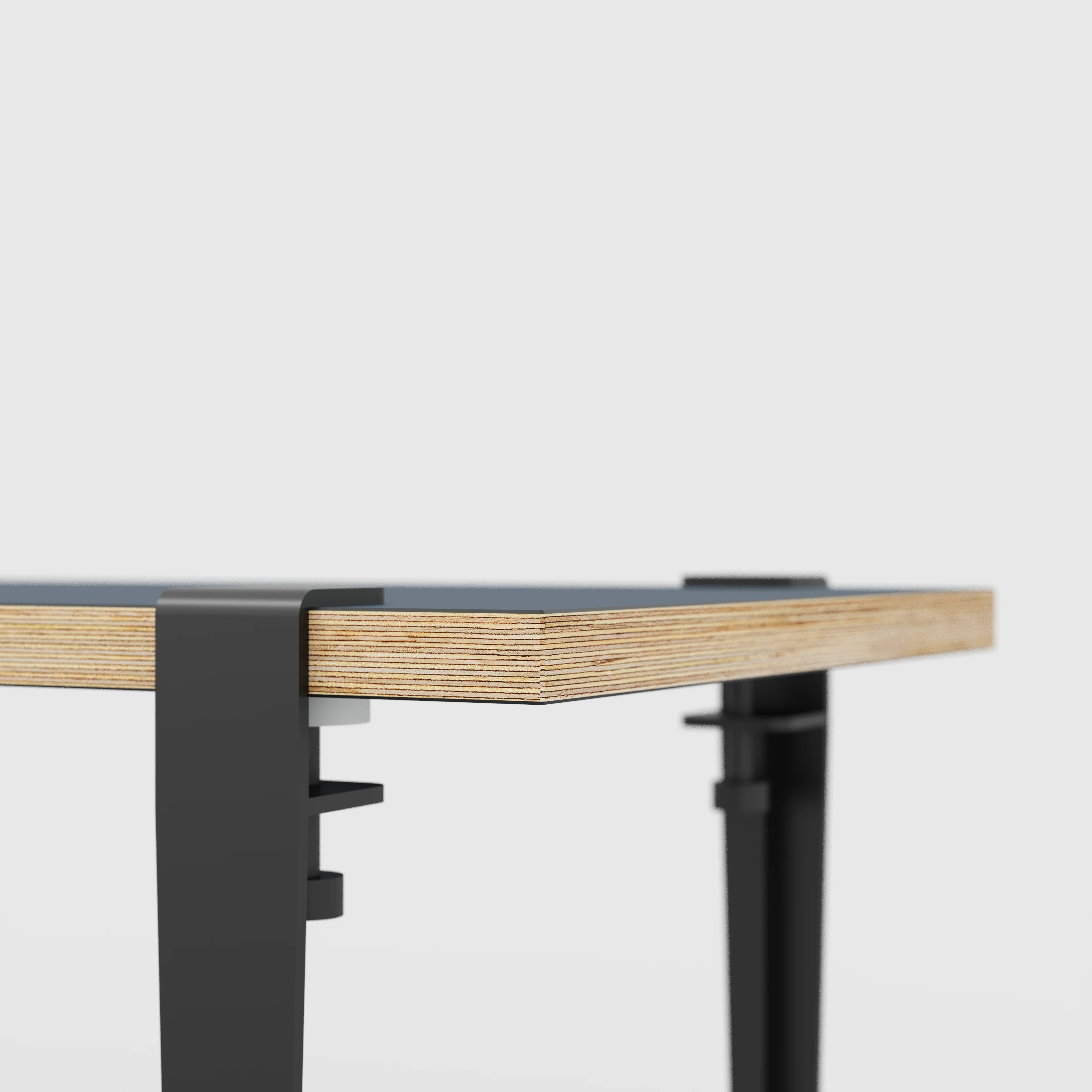 Plywood Bench Seat with Black Tiptoe Legs - Formica Night Sea Blue - 1600(w) x 400(d) x 450(h) - Image 4
