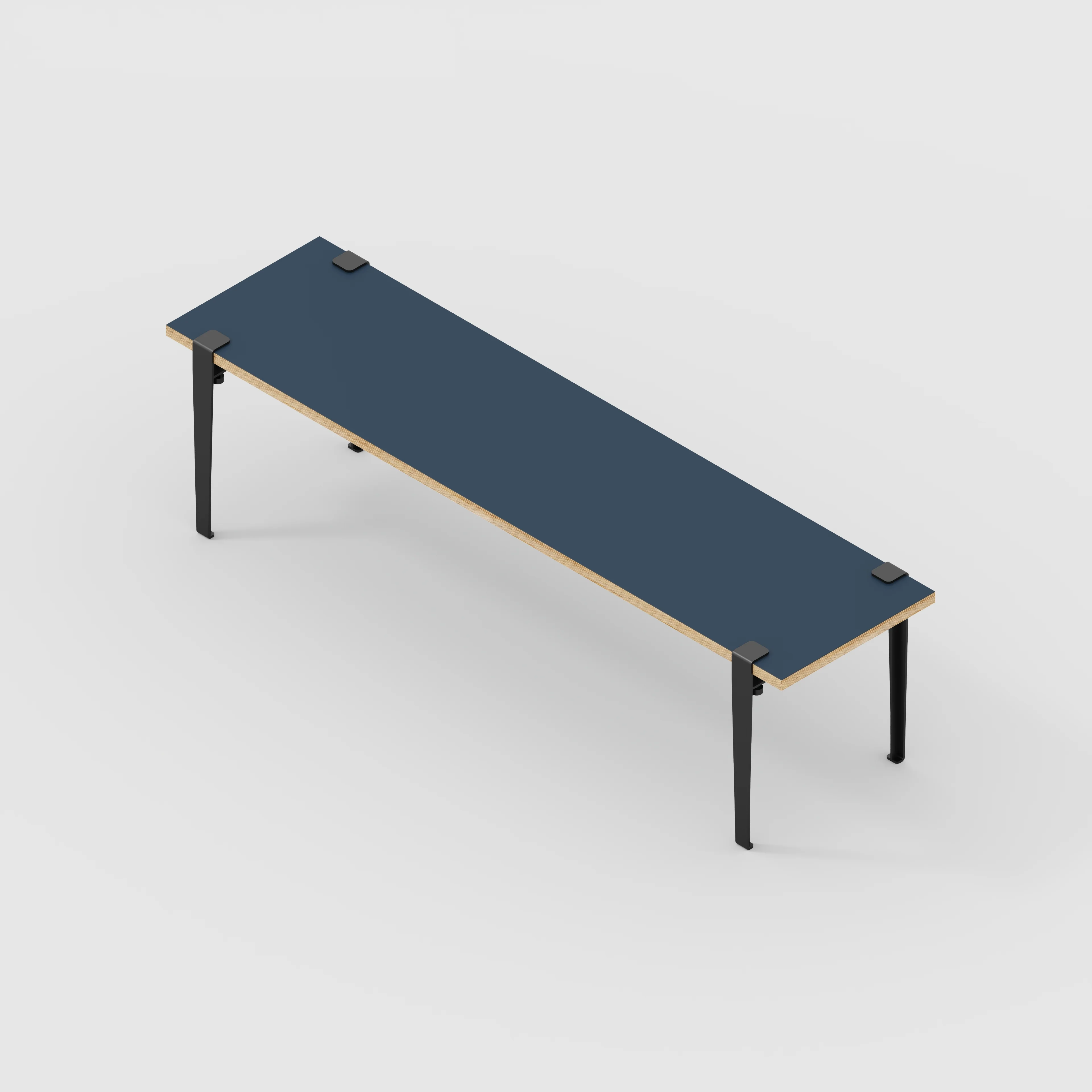 Plywood Bench Seat with Black Tiptoe Legs - Formica Night Sea Blue - 1600(w) x 400(d) x 450(h) - Image 5