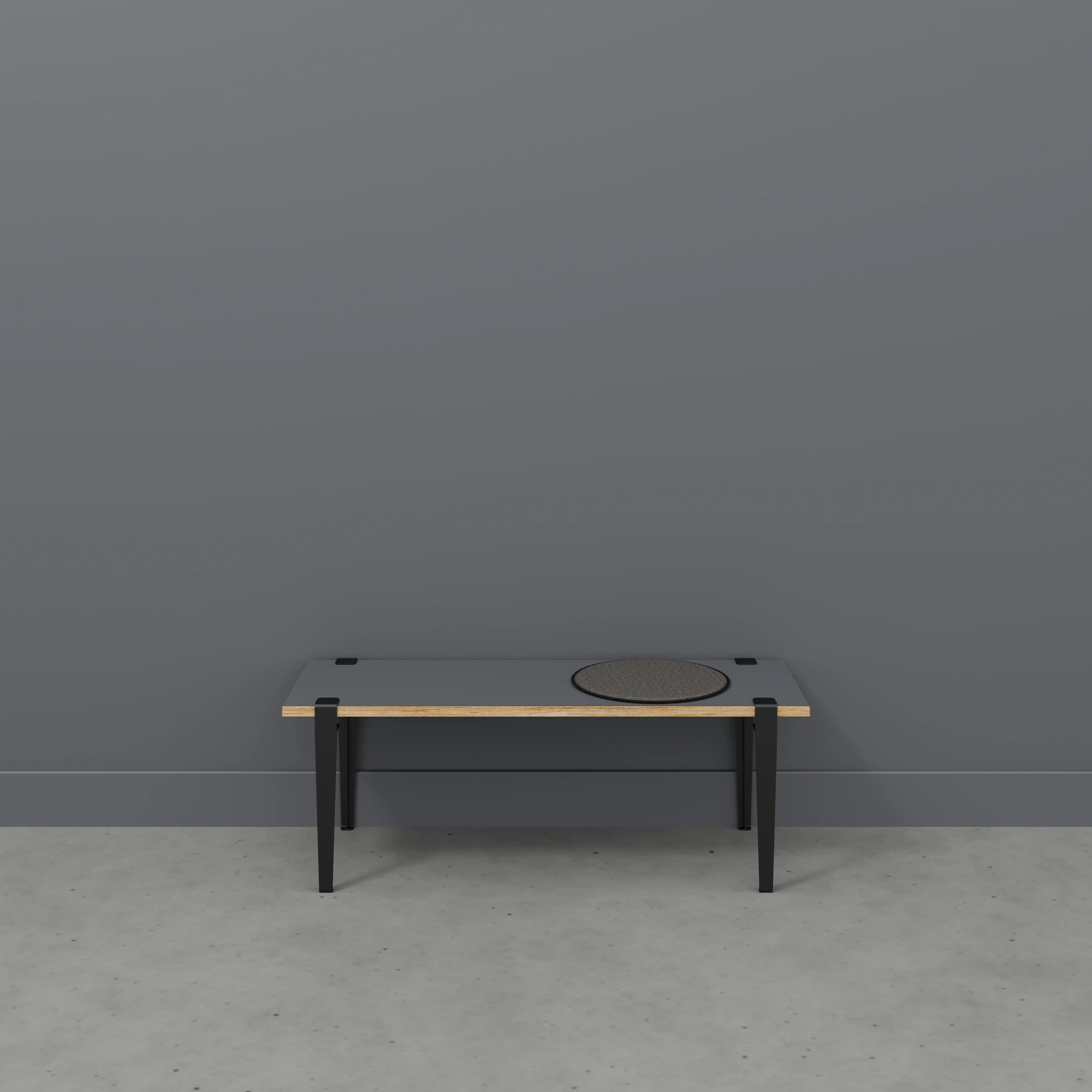 Plywood Bench Seat with Black Tiptoe Legs - Formica Tornado Grey - 1200(w) x 400(d) x 450(h) - Image 2