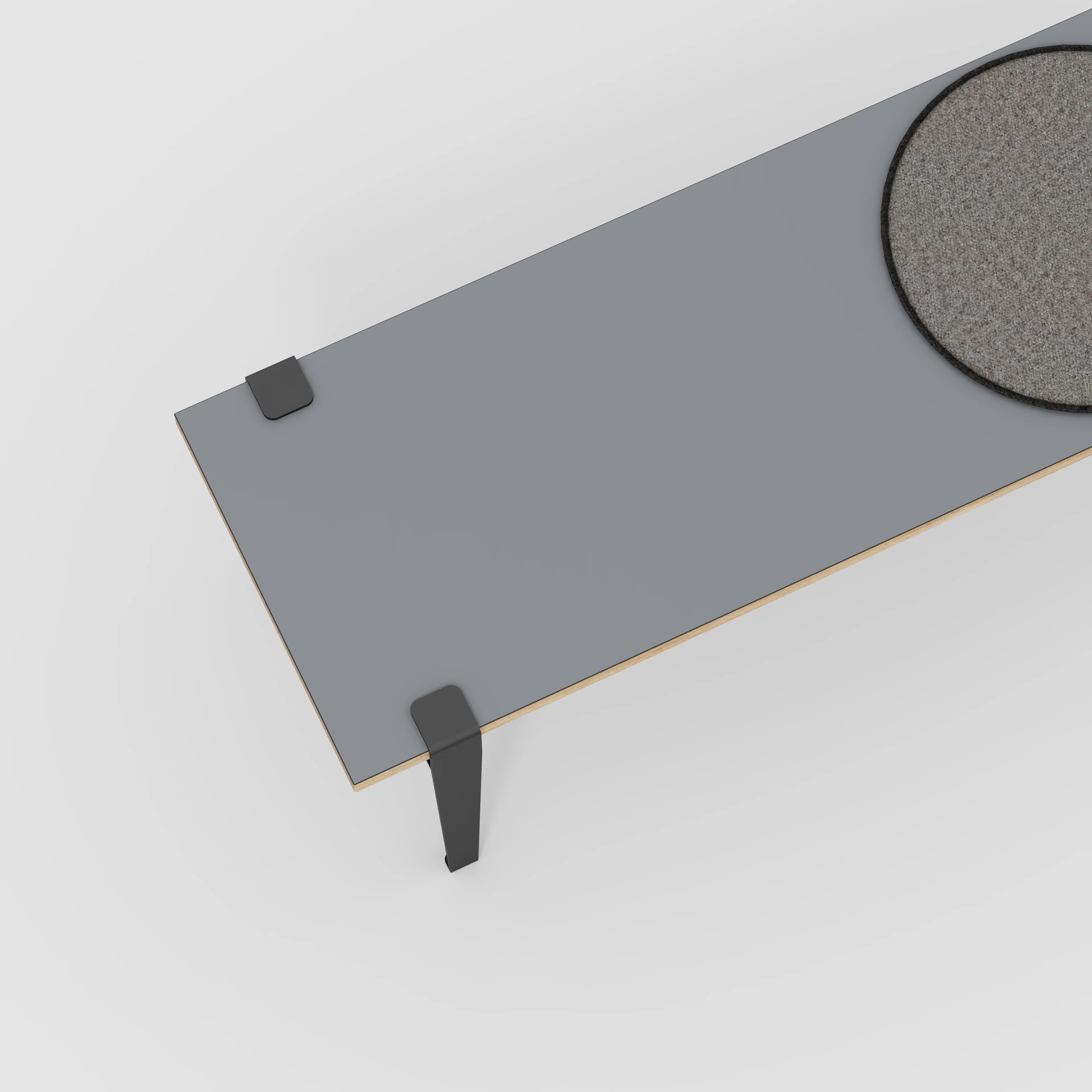 Plywood Bench Seat with Black Tiptoe Legs - Formica Tornado Grey - 1600(w) x 400(d) x 450(h) - Image 3