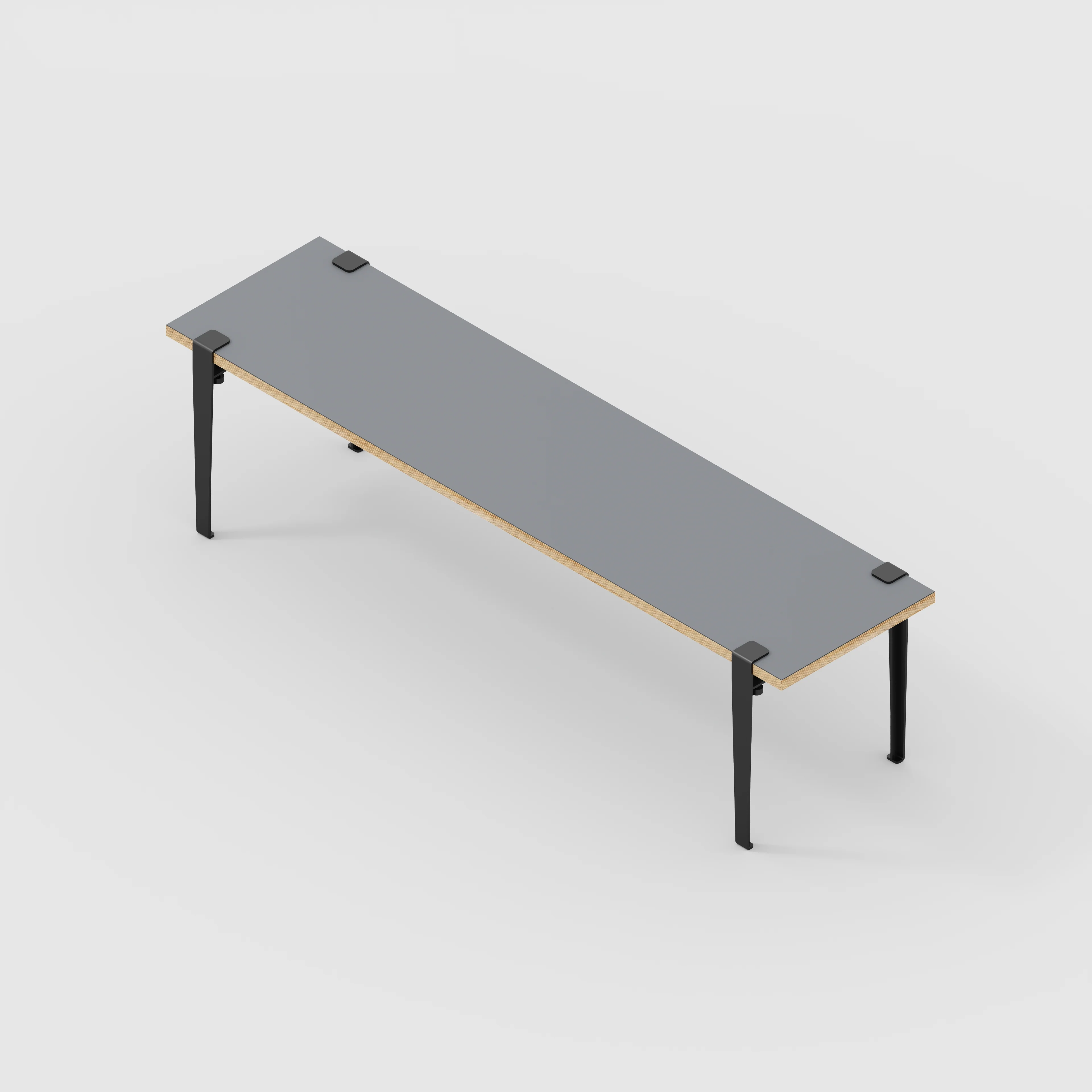 Plywood Bench Seat with Black Tiptoe Legs - Formica Tornado Grey - 1600(w) x 400(d) x 450(h) - Image 5
