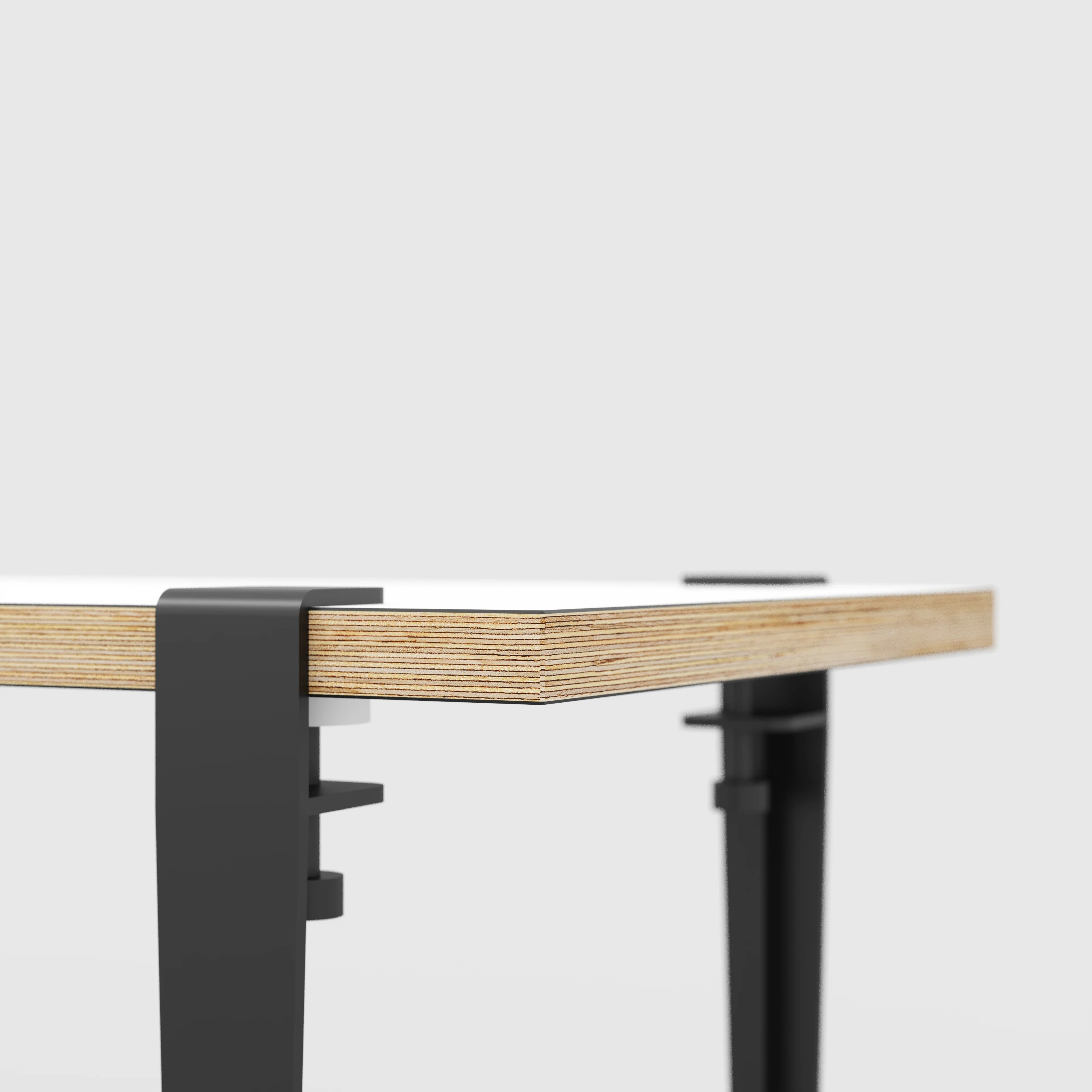 Plywood Bench Seat with Black Tiptoe Legs - Formica White - 1200(w) x 400(d) x 450(h) - Image 4