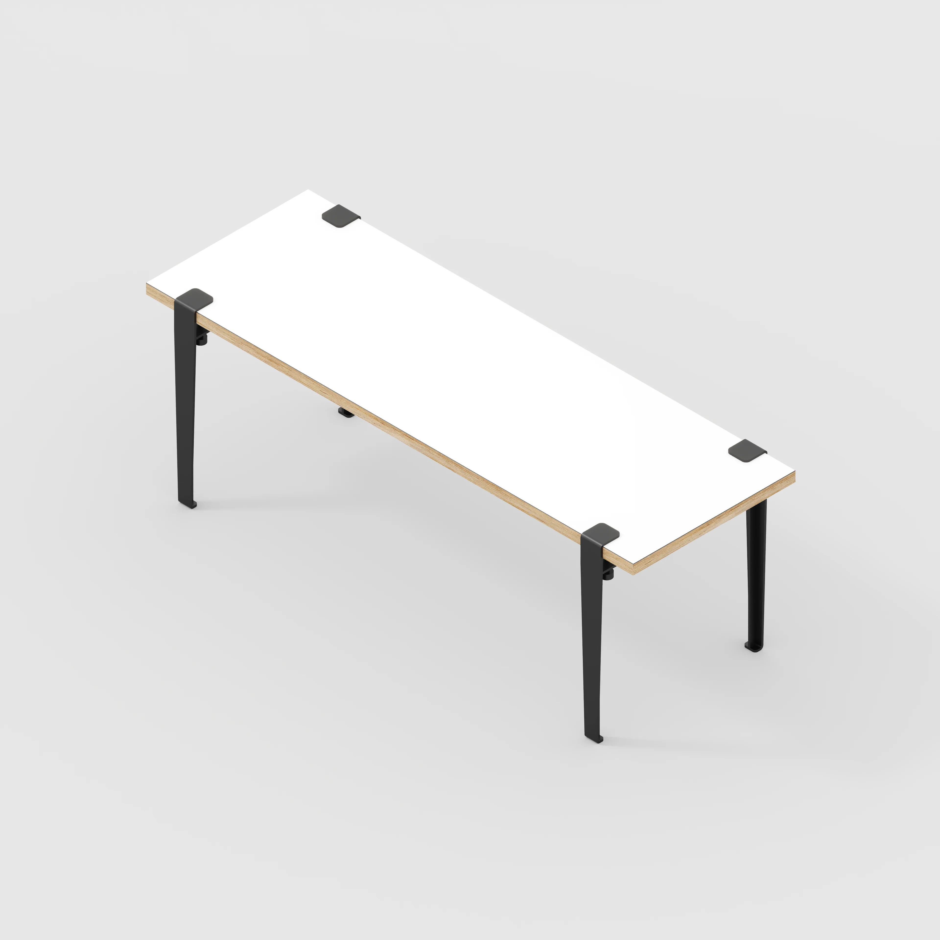 Plywood Bench Seat with Black Tiptoe Legs - Formica White - 1200(w) x 400(d) x 450(h) - Image 5
