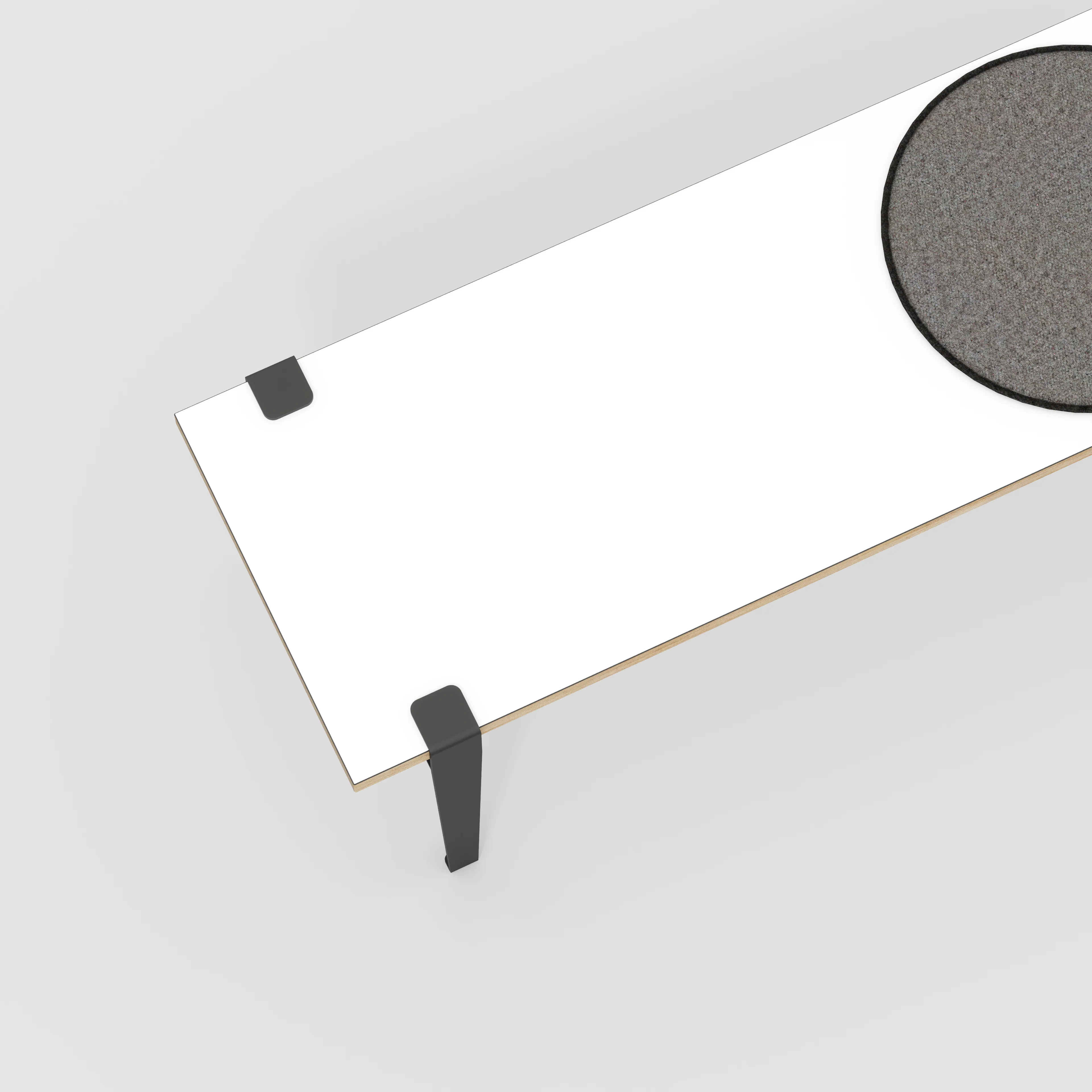 Plywood Bench Seat with Black Tiptoe Legs - Formica White - 1600(w) x 400(d) x 450(h) - Image 3