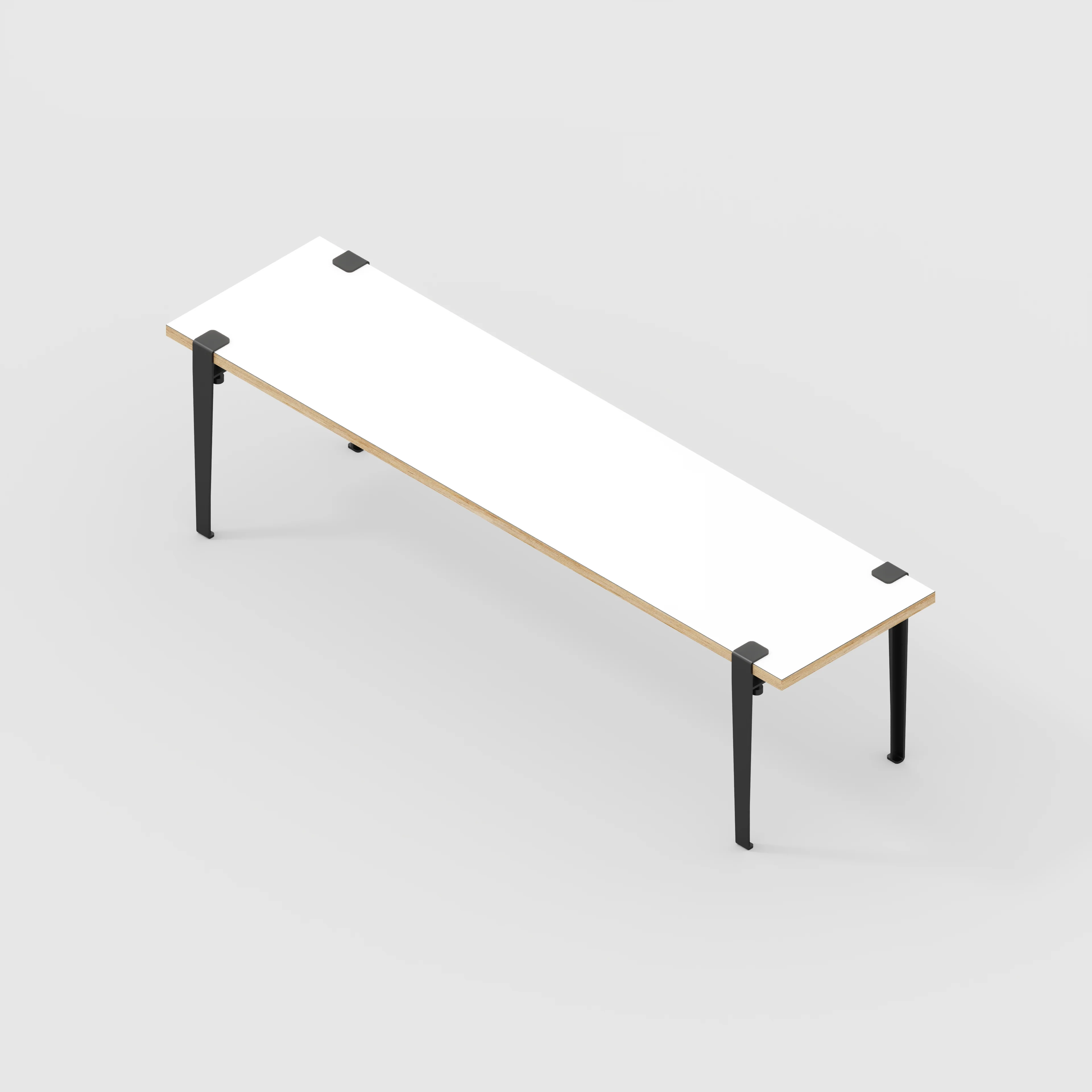 Plywood Bench Seat with Black Tiptoe Legs - Formica White - 1600(w) x 400(d) x 450(h) - Image 5