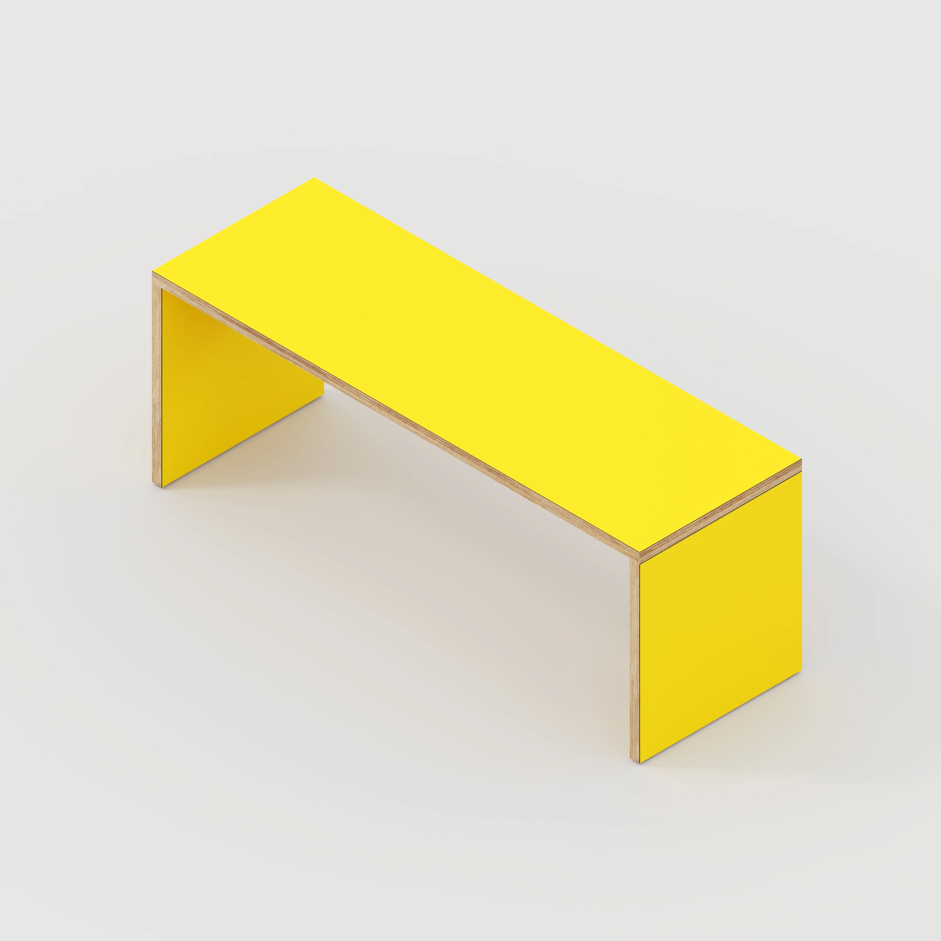Plywood Bench Seat with Solid Sides - Formica Chrome Yellow - 1200(w) x 400(d) - Image 3