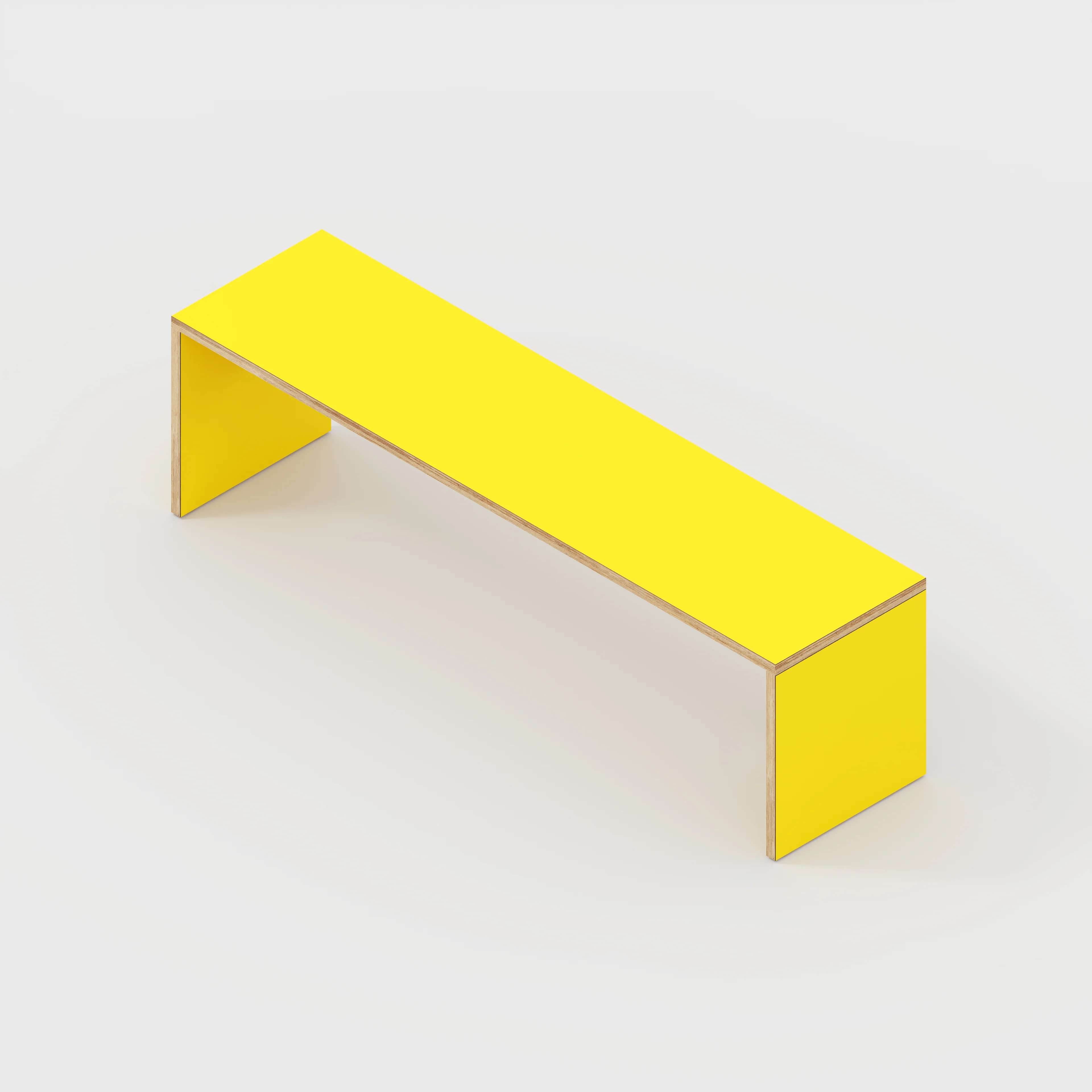 Plywood Bench Seat with Solid Sides - Formica Chrome Yellow - 1600(w) x 400(d) - Image 3