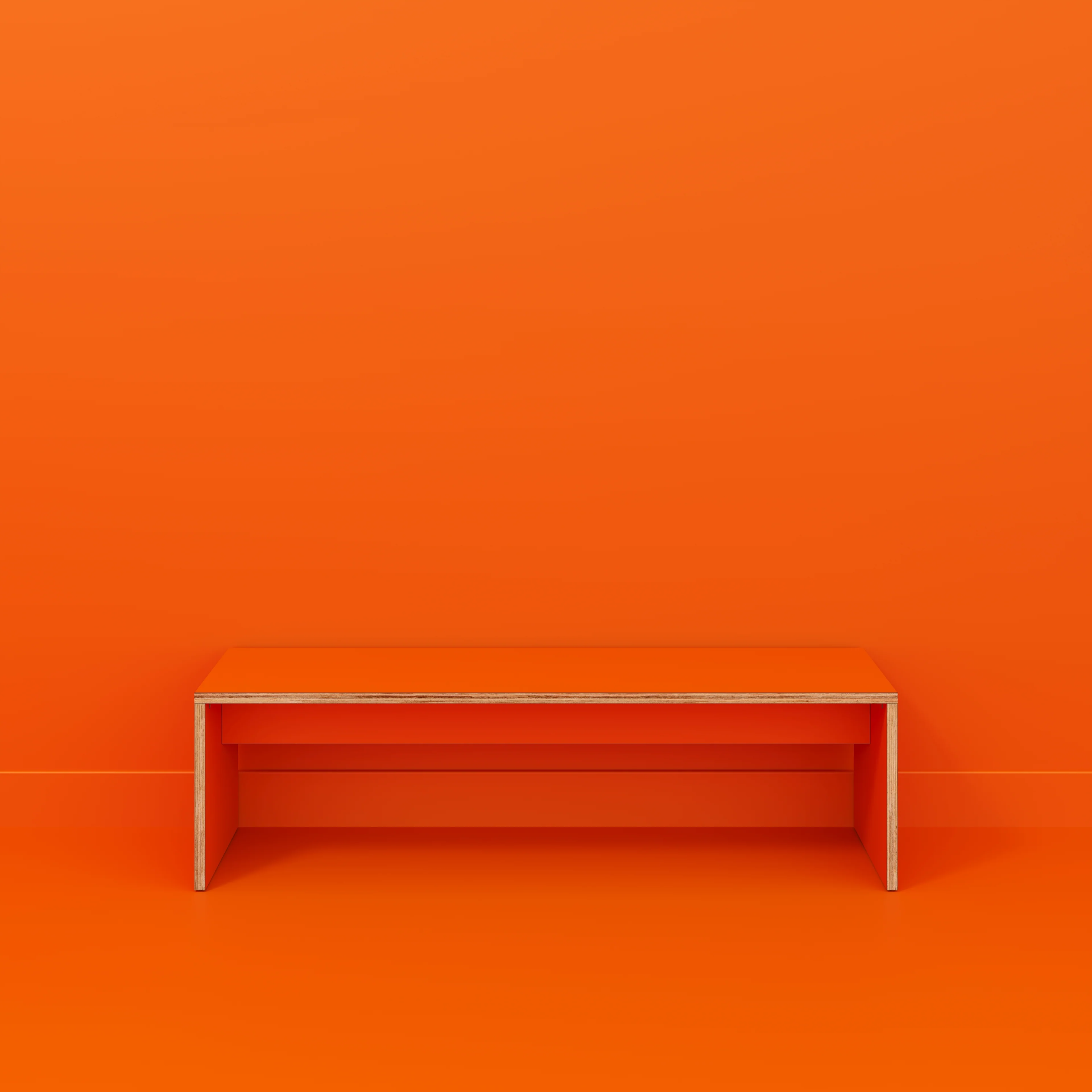 Plywood Bench Seat with Solid Sides - Formica Levante Orange - 1600(w) x 400(d) - Image 2