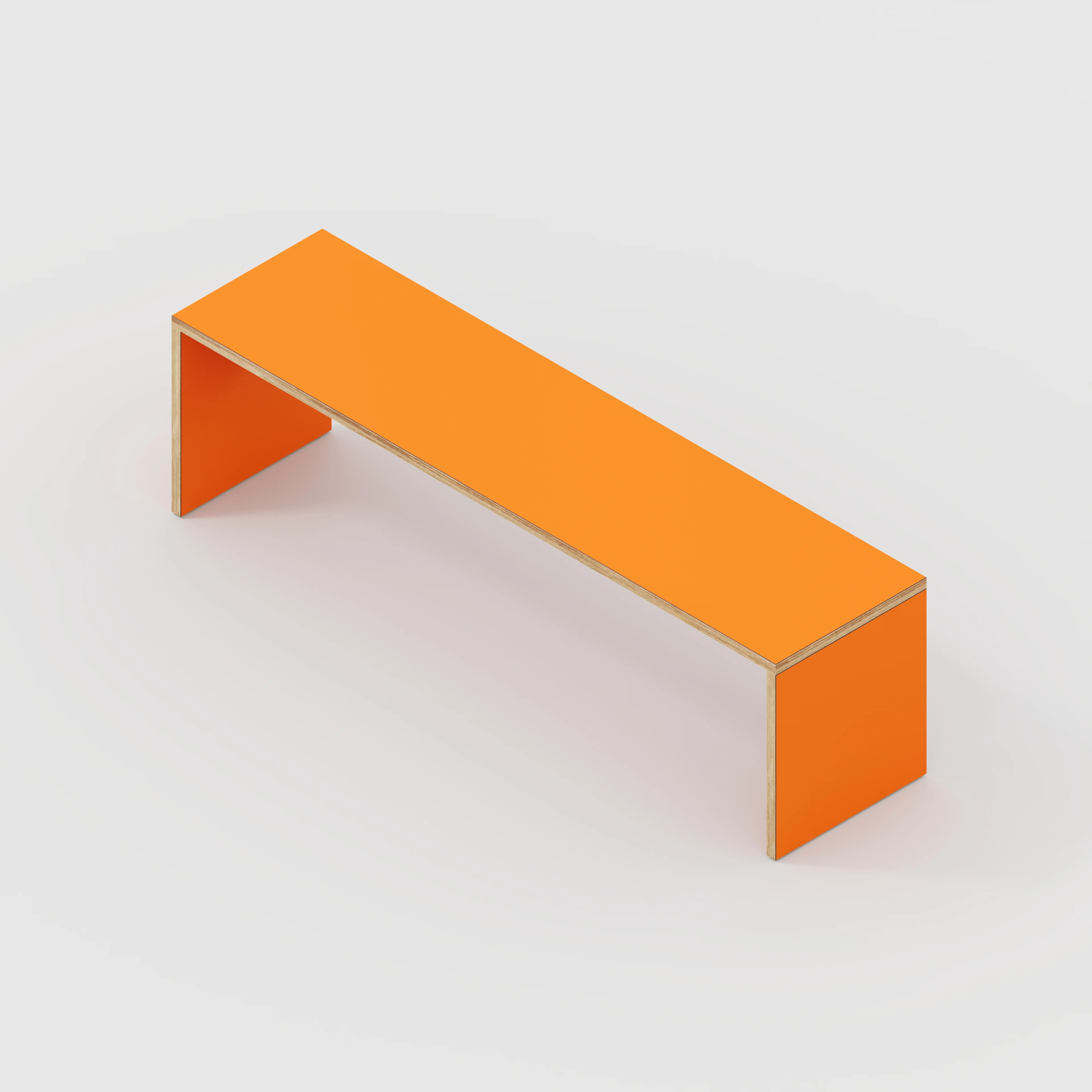 Plywood Bench Seat with Solid Sides - Formica Levante Orange - 1600(w) x 400(d) - Image 3