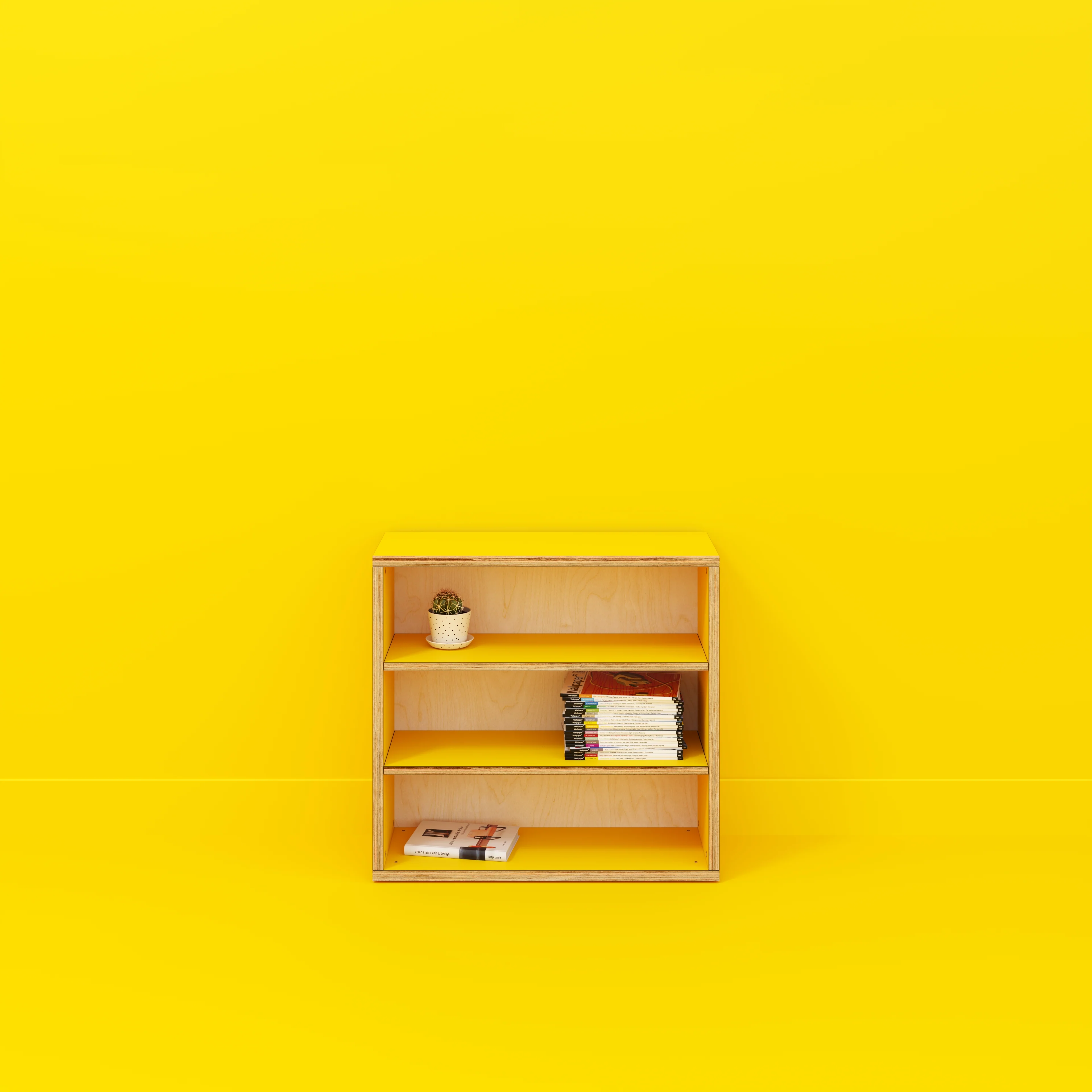 Plywood Bookshelves - Formica Chrome Yellow - 800(w) x 300(d) x 750(h) - Image 2
