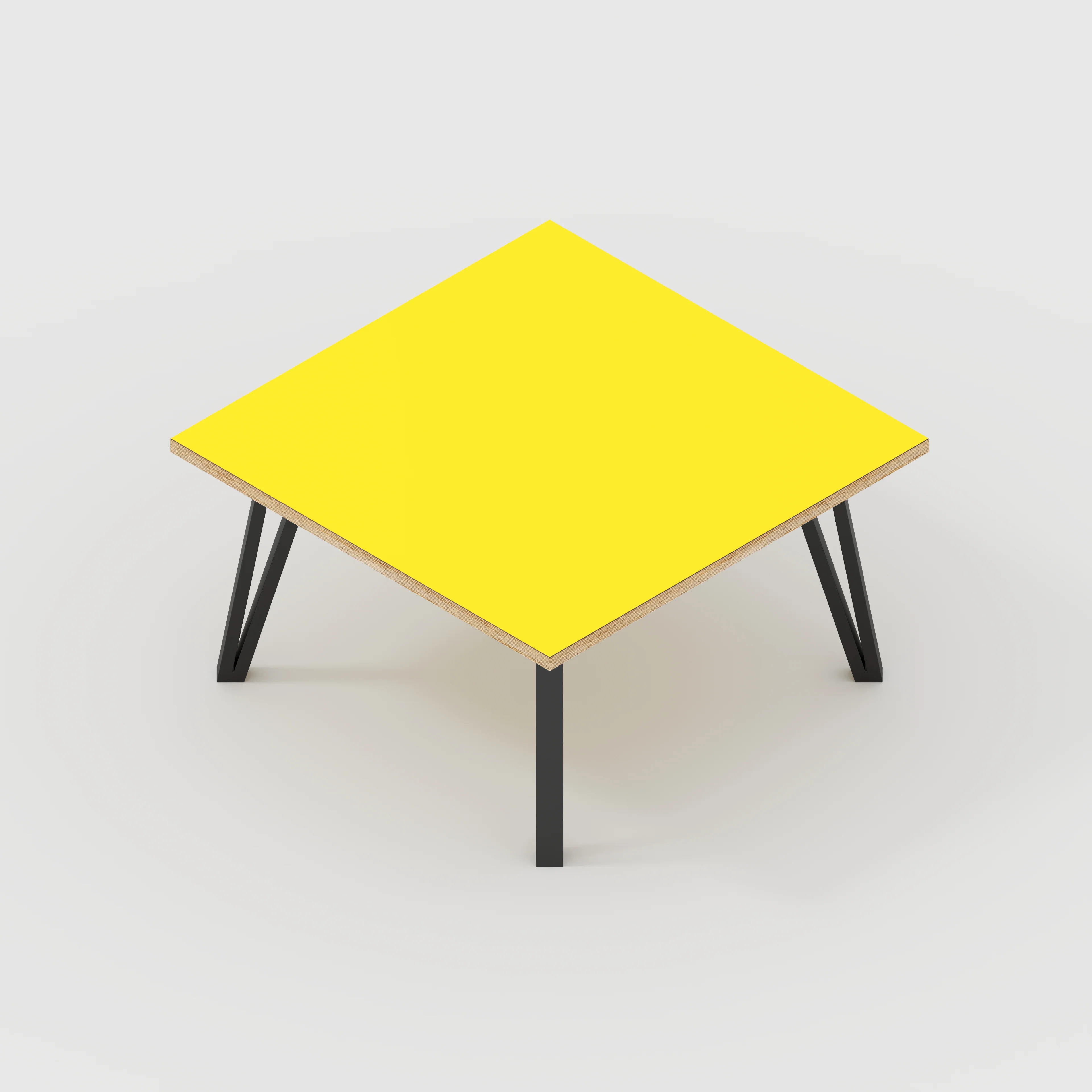 Plywood Coffee Table with Black Box Hairpin Legs - Formica Chrome Yellow - 800(w) x 800(d) x 425(h) - Image 5