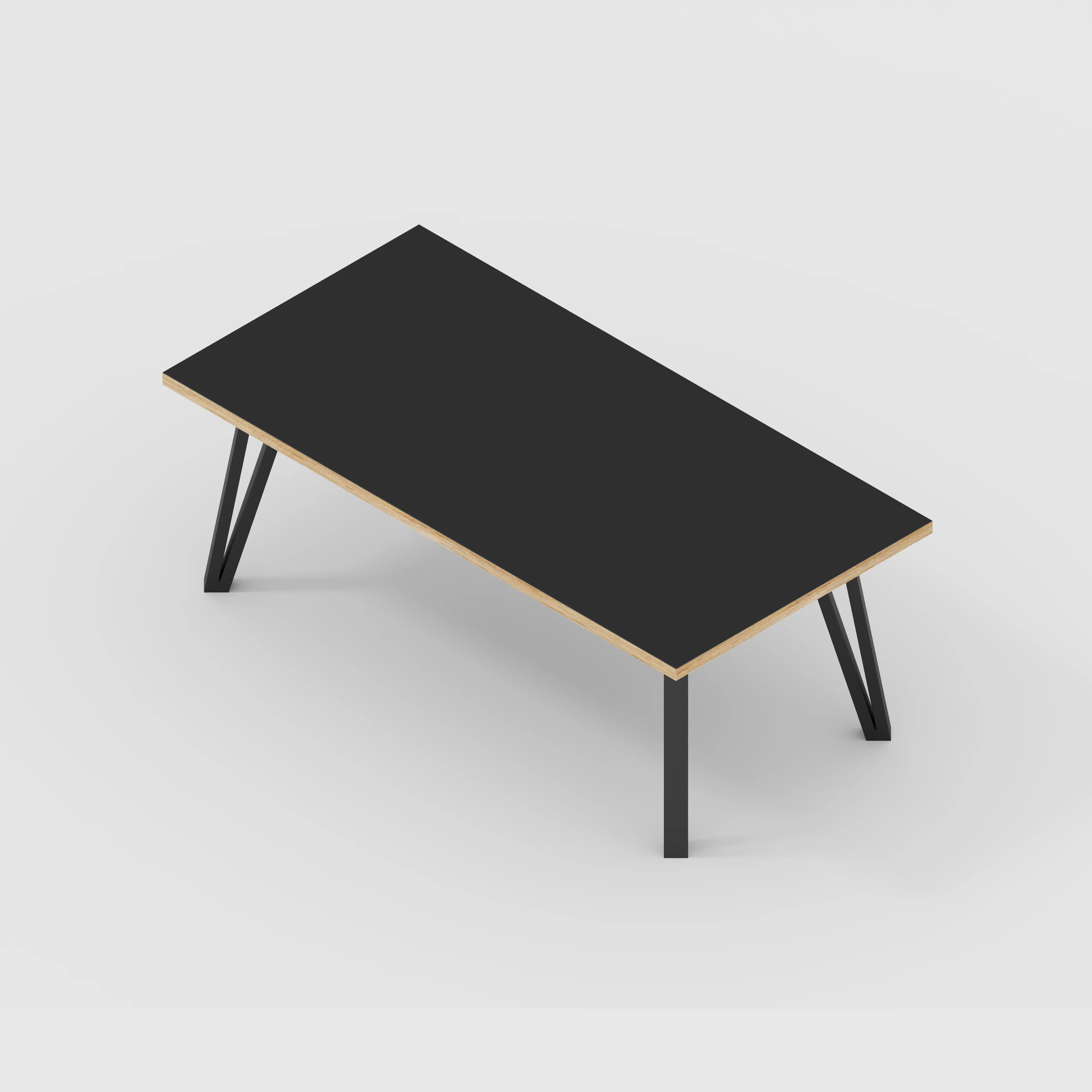 Plywood Coffee Table with Black Box Hairpin Legs - Formica Diamond Black - 1200(w) x 600(d) x 425(h) - Image 5
