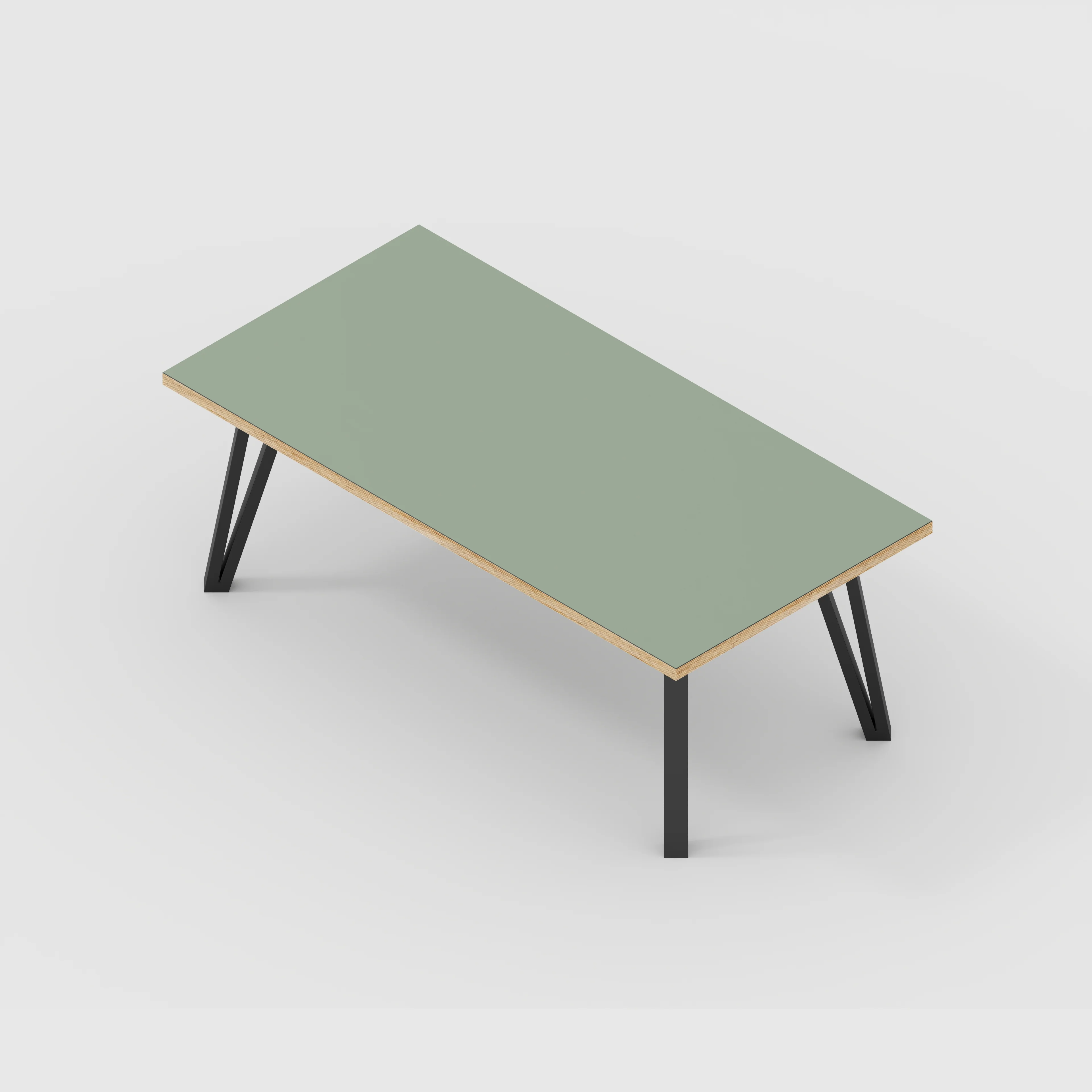 Plywood Coffee Table with Black Box Hairpin Legs - Formica Green Slate - 1200(w) x 600(d) x 425(h) - Image 5