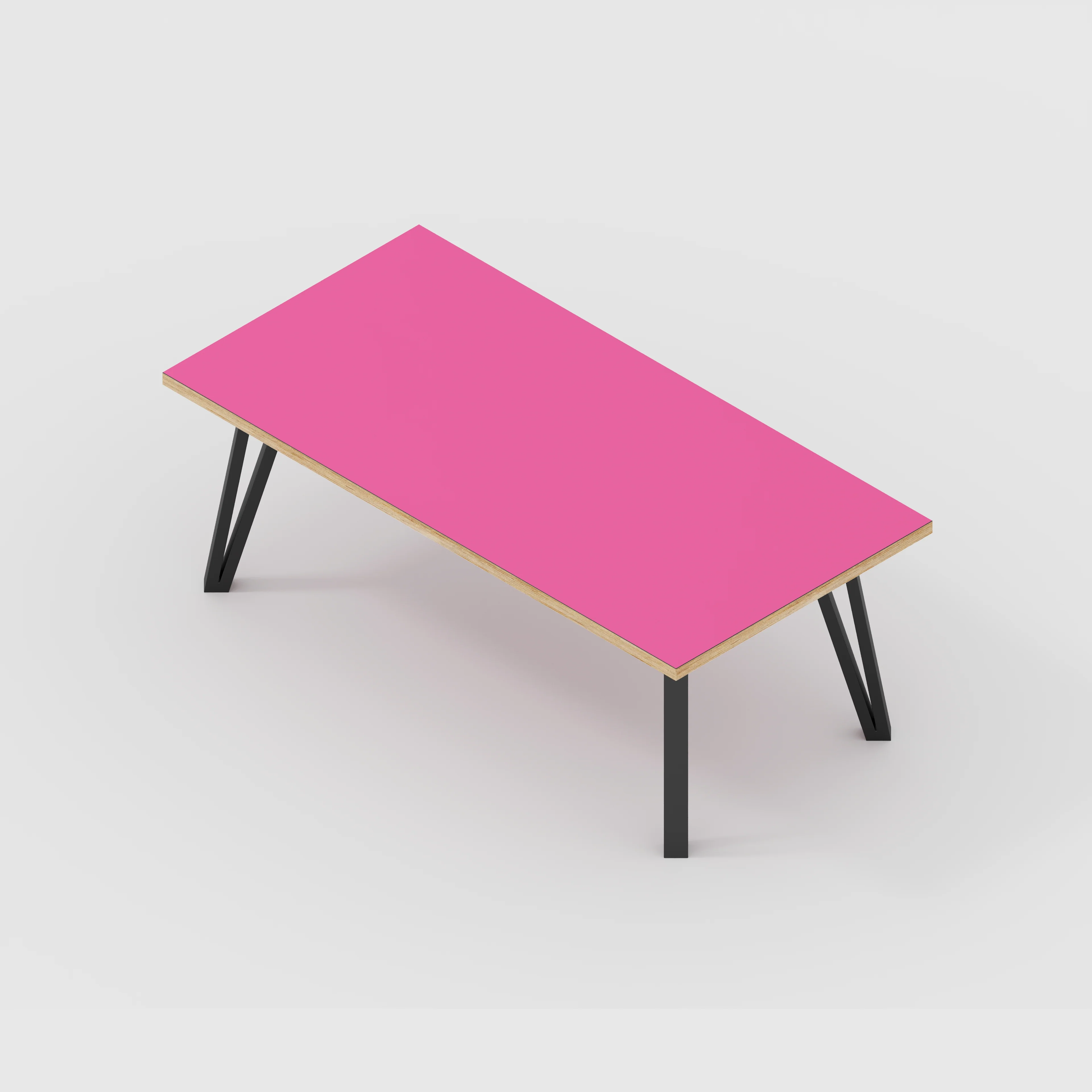 Plywood Coffee Table with Black Box Hairpin Legs - Formica Juicy Pink - 1200(w) x 600(d) x 425(h) - Image 5