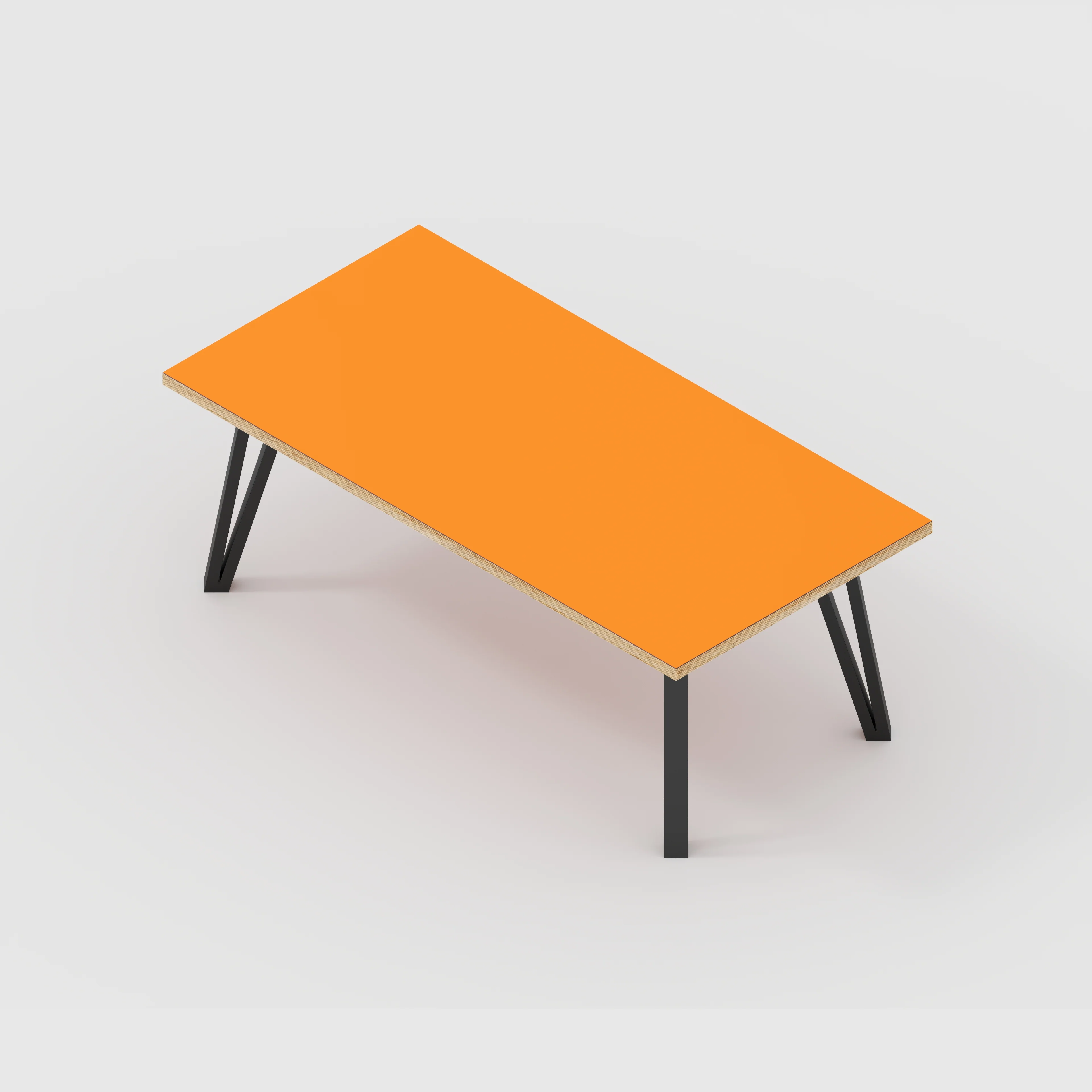 Plywood Coffee Table with Black Box Hairpin Legs - Formica Levante Orange - 1200(w) x 600(d) x 425(h) - Image 5