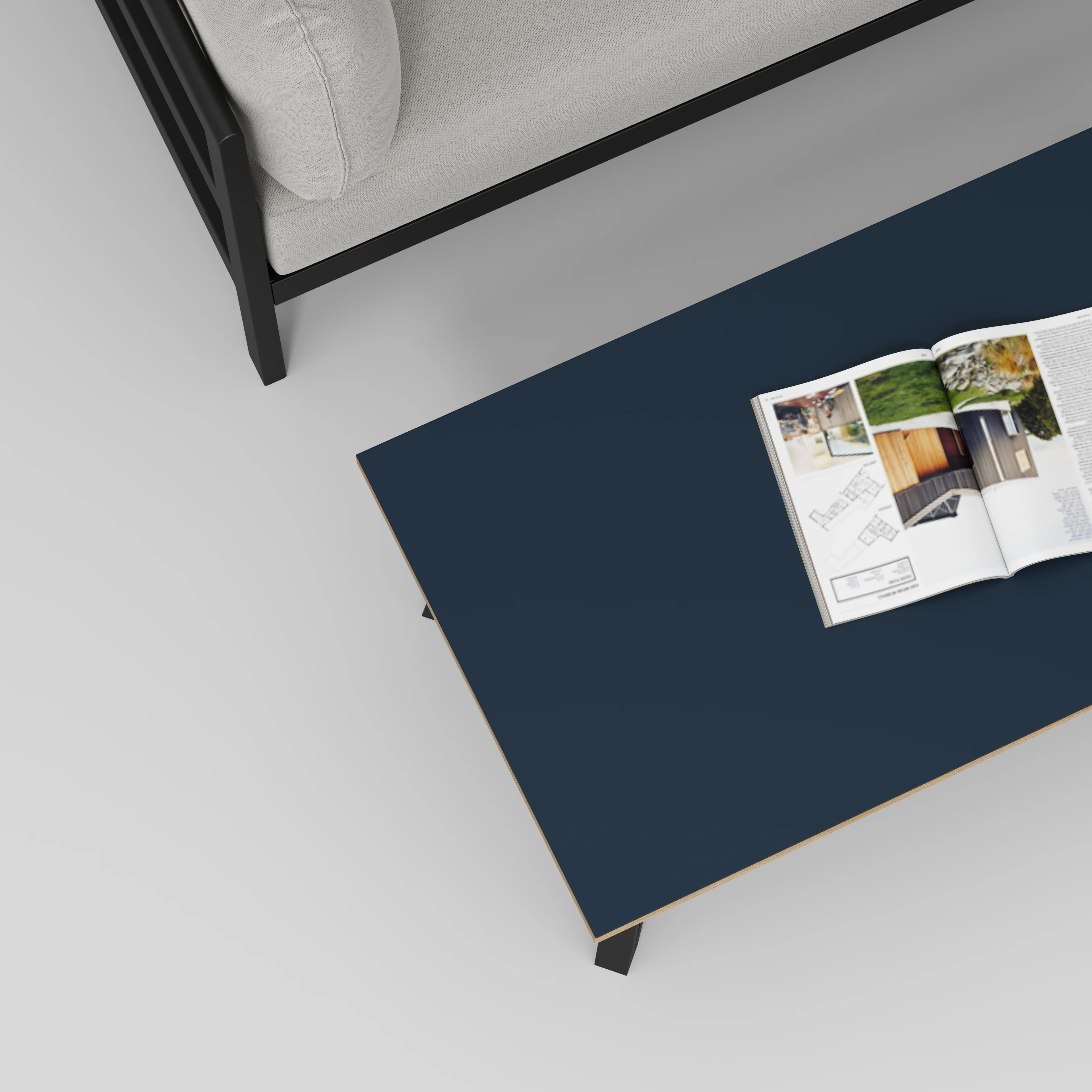 Plywood Coffee Table with Black Box Hairpin Legs - Formica Night Sea Blue - 1200(w) x 600(d) x 425(h) - Image 3