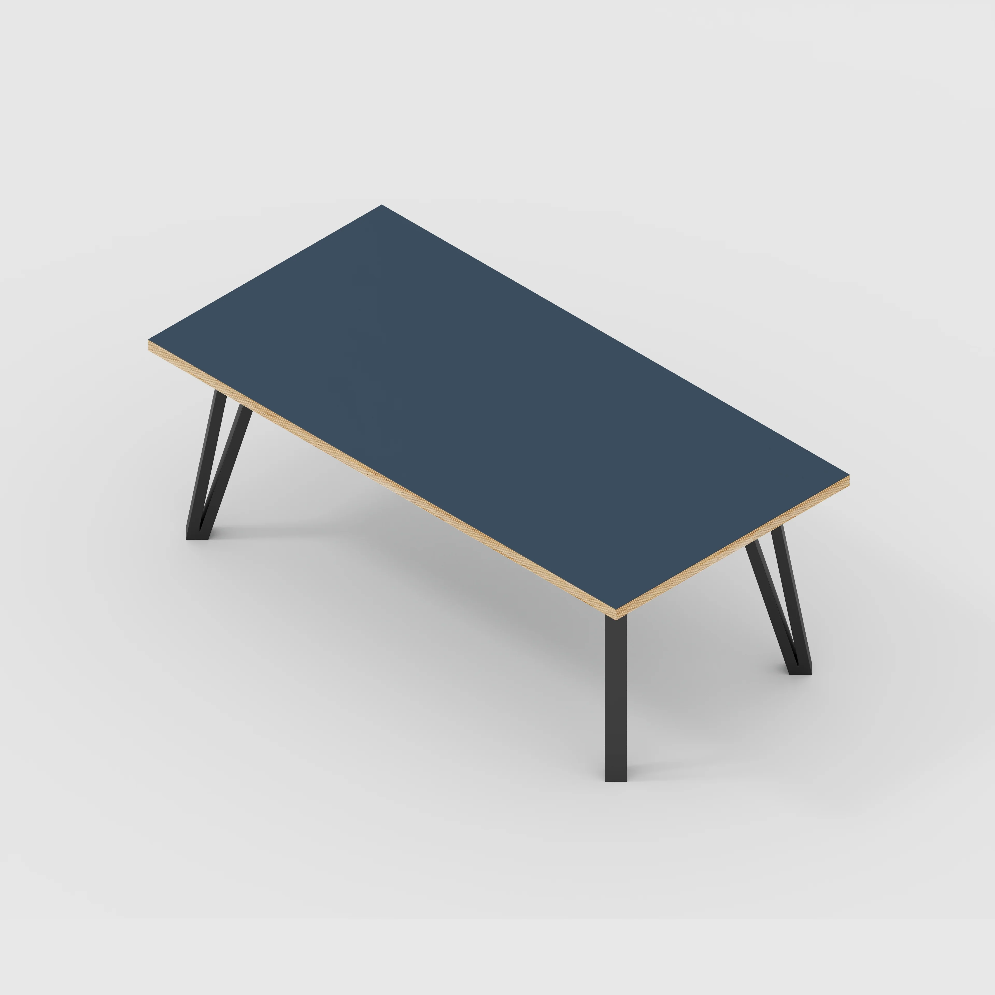 Plywood Coffee Table with Black Box Hairpin Legs - Formica Night Sea Blue - 1200(w) x 600(d) x 425(h) - Image 5
