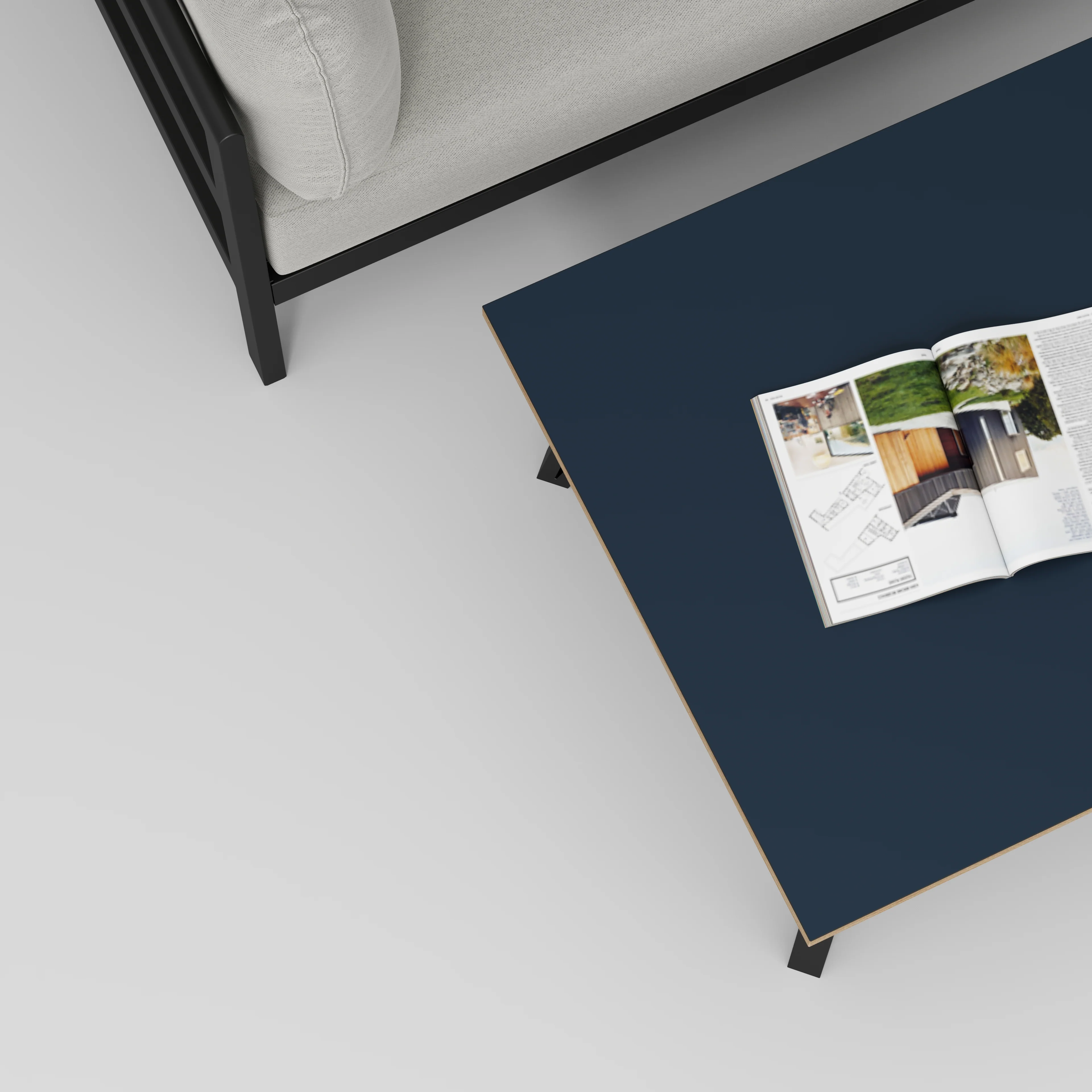Plywood Coffee Table with Black Box Hairpin Legs - Formica Night Sea Blue - 800(w) x 800(d) x 425(h) - Image 3