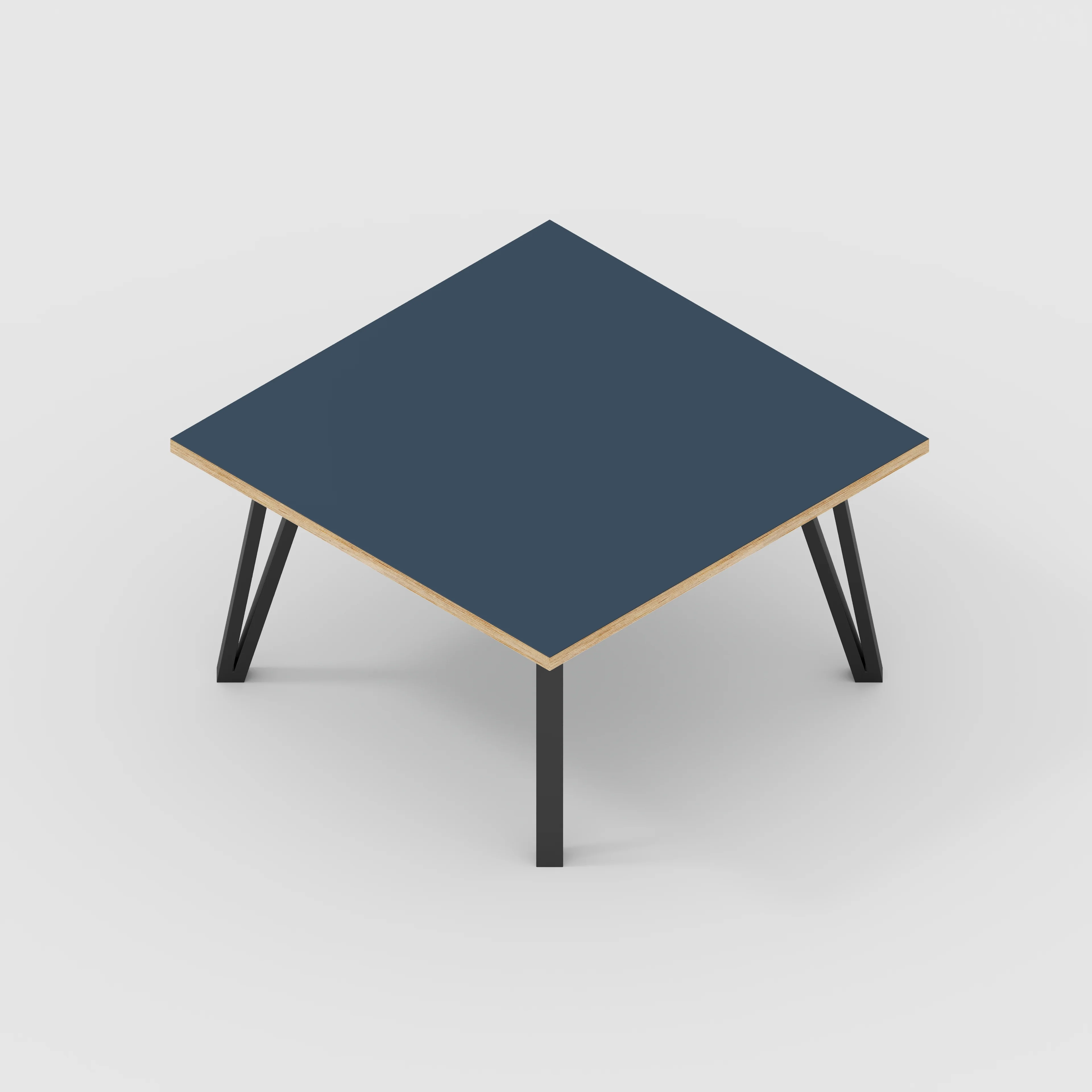 Plywood Coffee Table with Black Box Hairpin Legs - Formica Night Sea Blue - 800(w) x 800(d) x 425(h) - Image 5