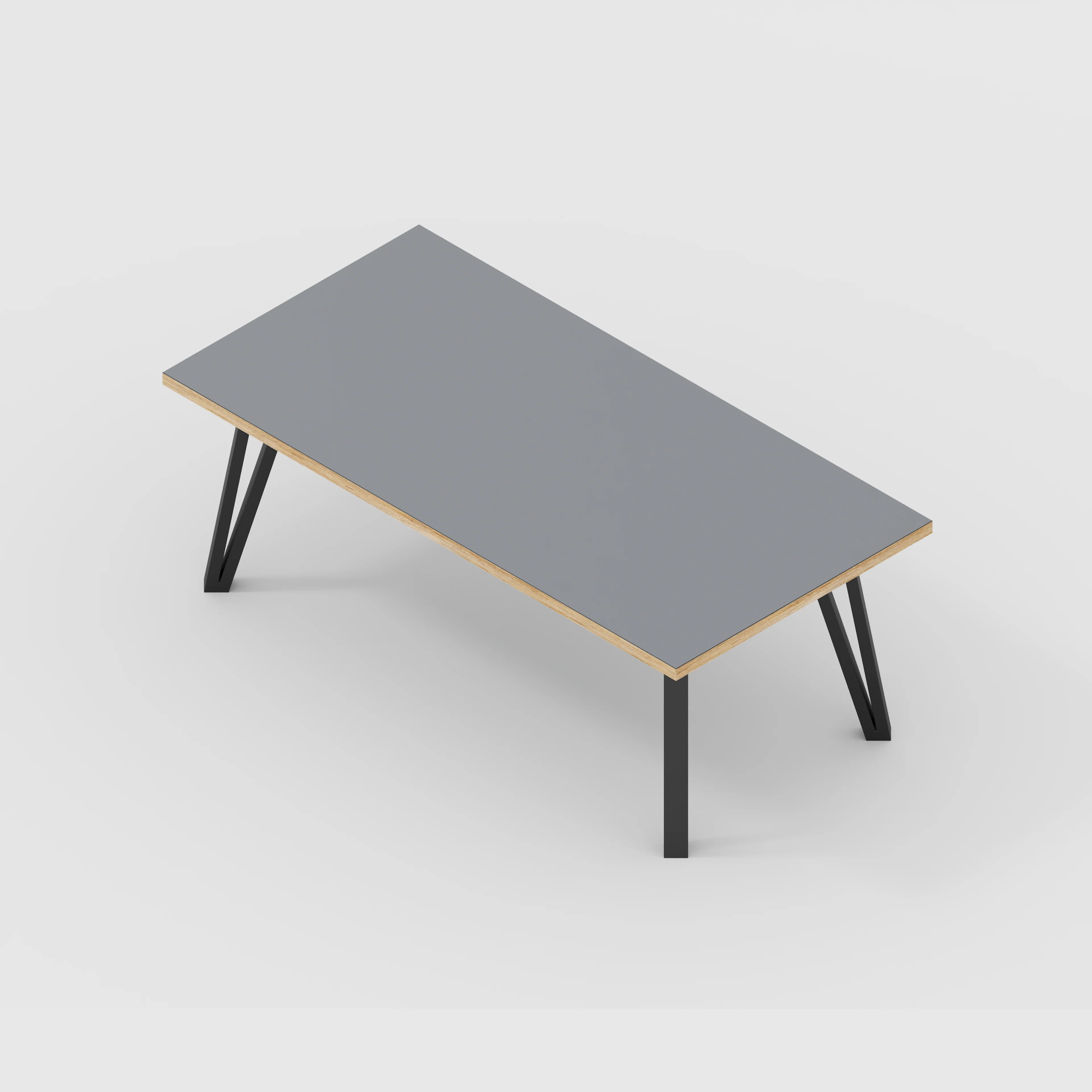 Plywood Coffee Table with Black Box Hairpin Legs - Formica Tornado Grey - 1200(w) x 600(d) x 425(h) - Image 5