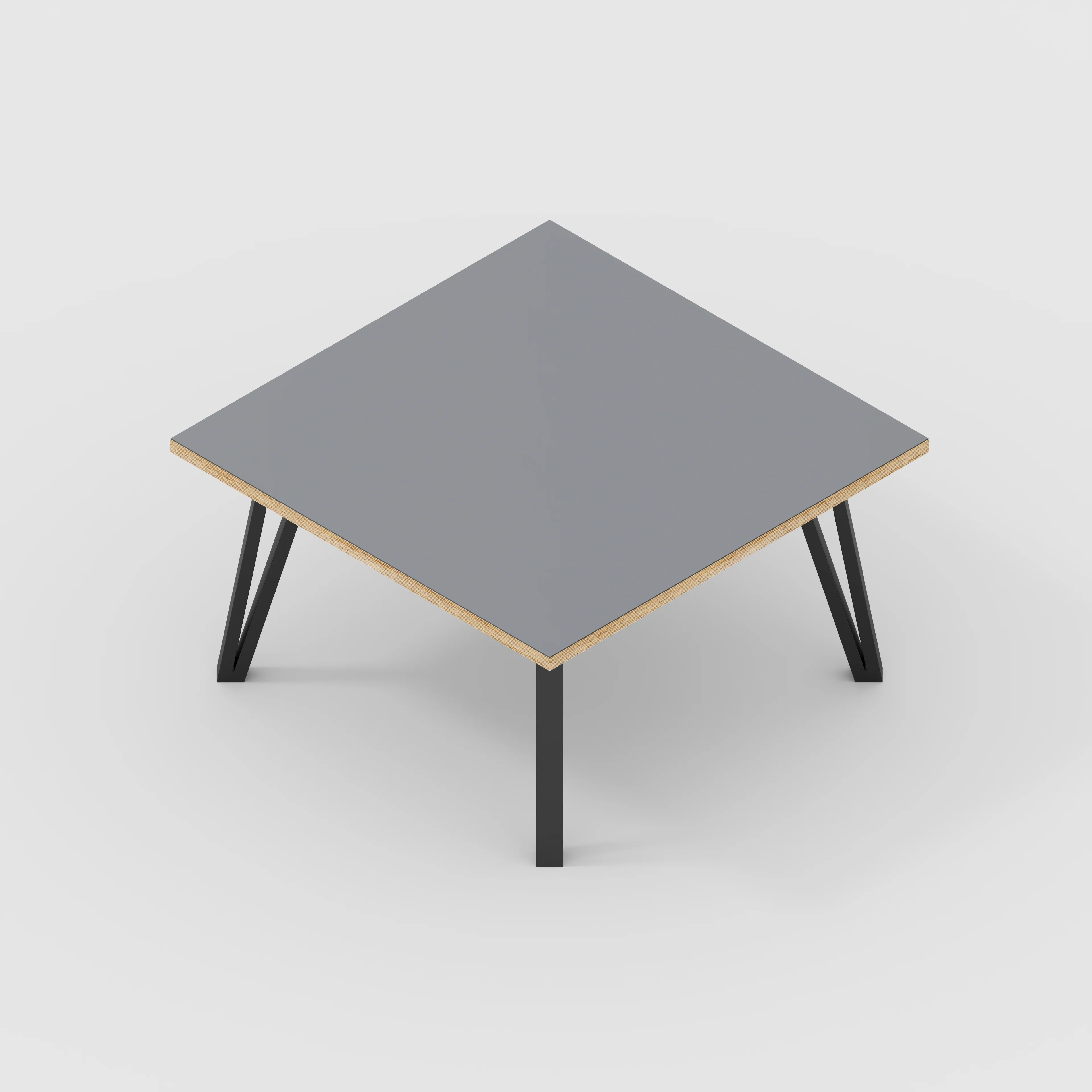 Plywood Coffee Table with Black Box Hairpin Legs - Formica Tornado Grey - 800(w) x 800(d) x 425(h) - Image 5
