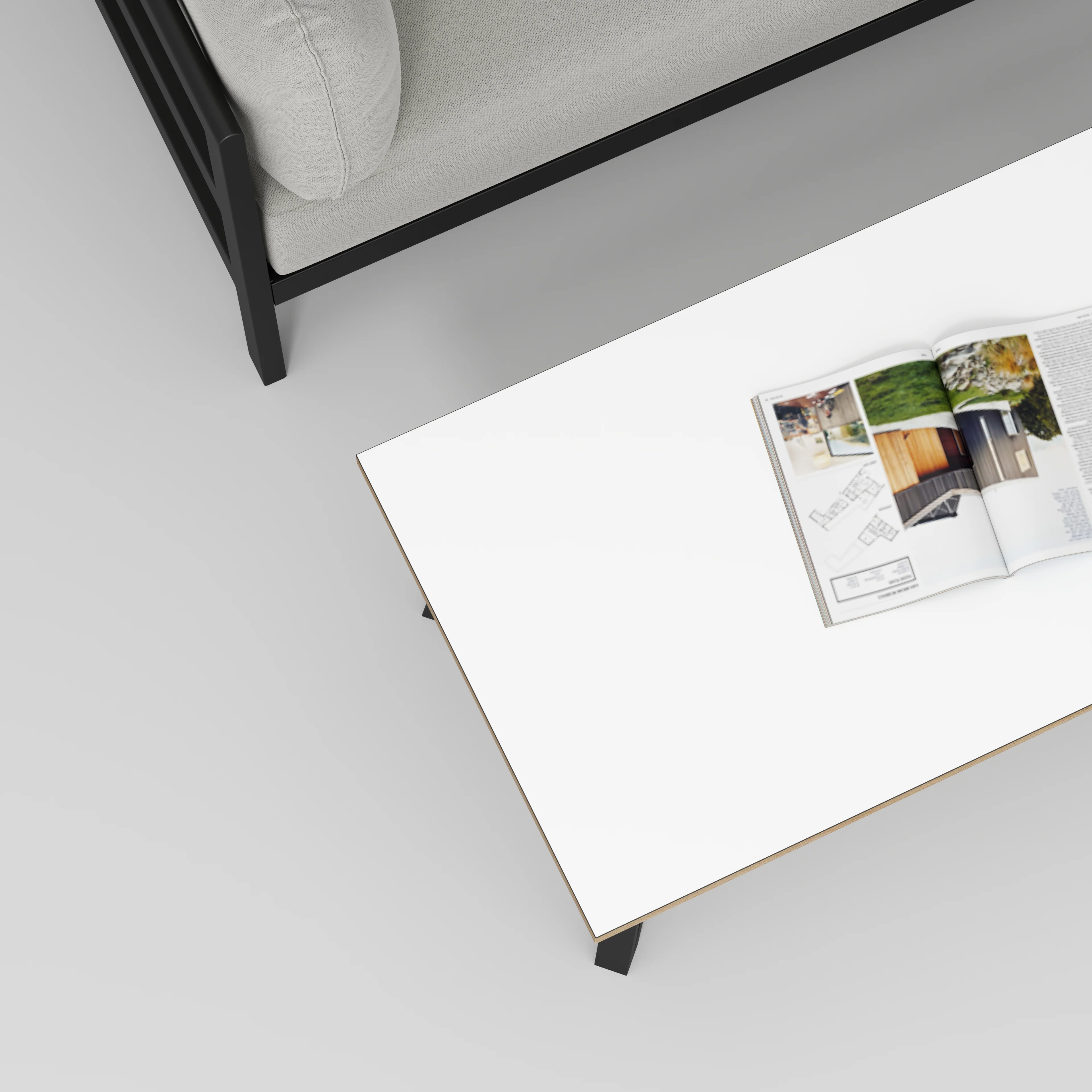 Plywood Coffee Table with Black Box Hairpin Legs - Formica White - 1200(w) x 600(d) x 425(h) - Image 3