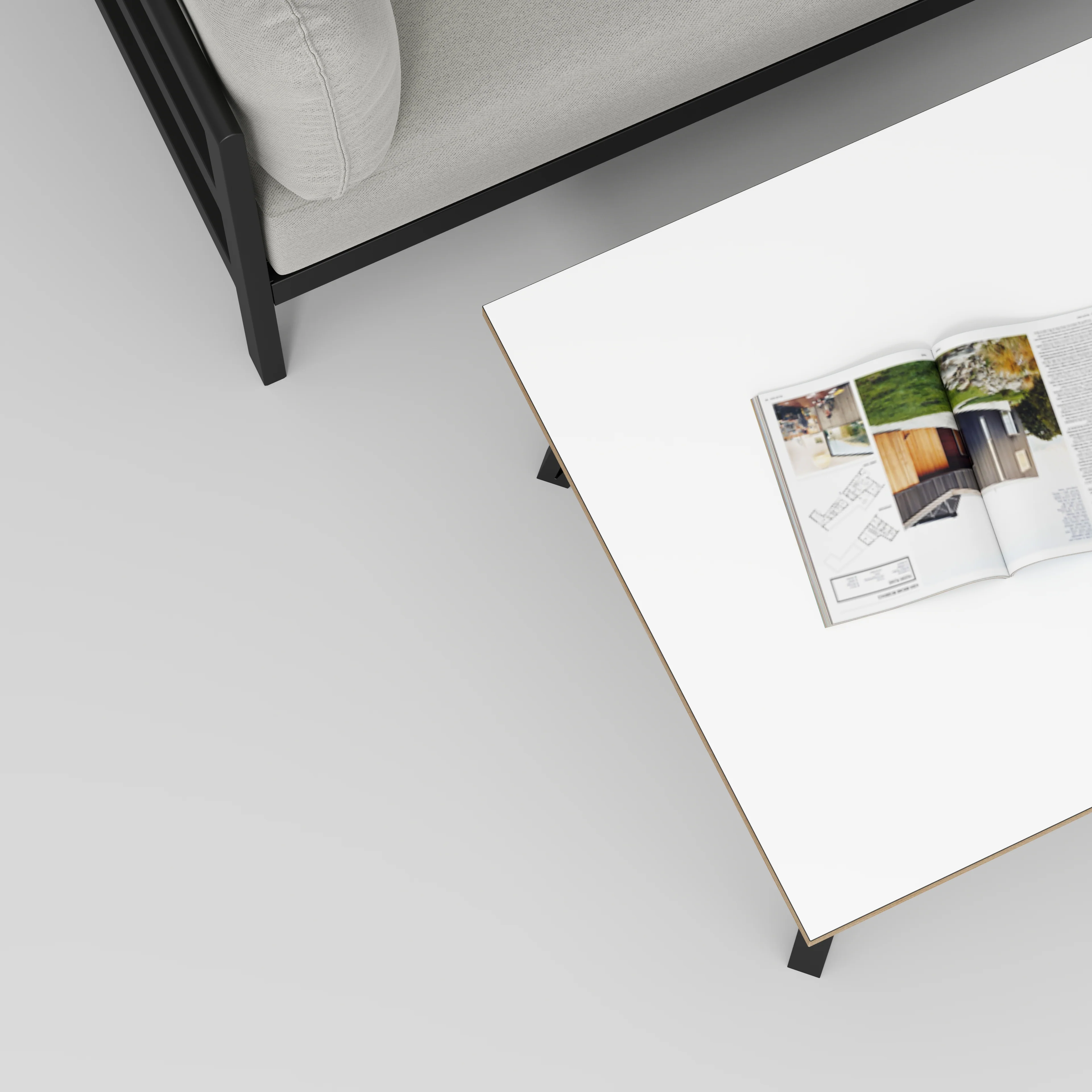 Plywood Coffee Table with Black Box Hairpin Legs - Formica White - 800(w) x 800(d) x 425(h) - Image 3