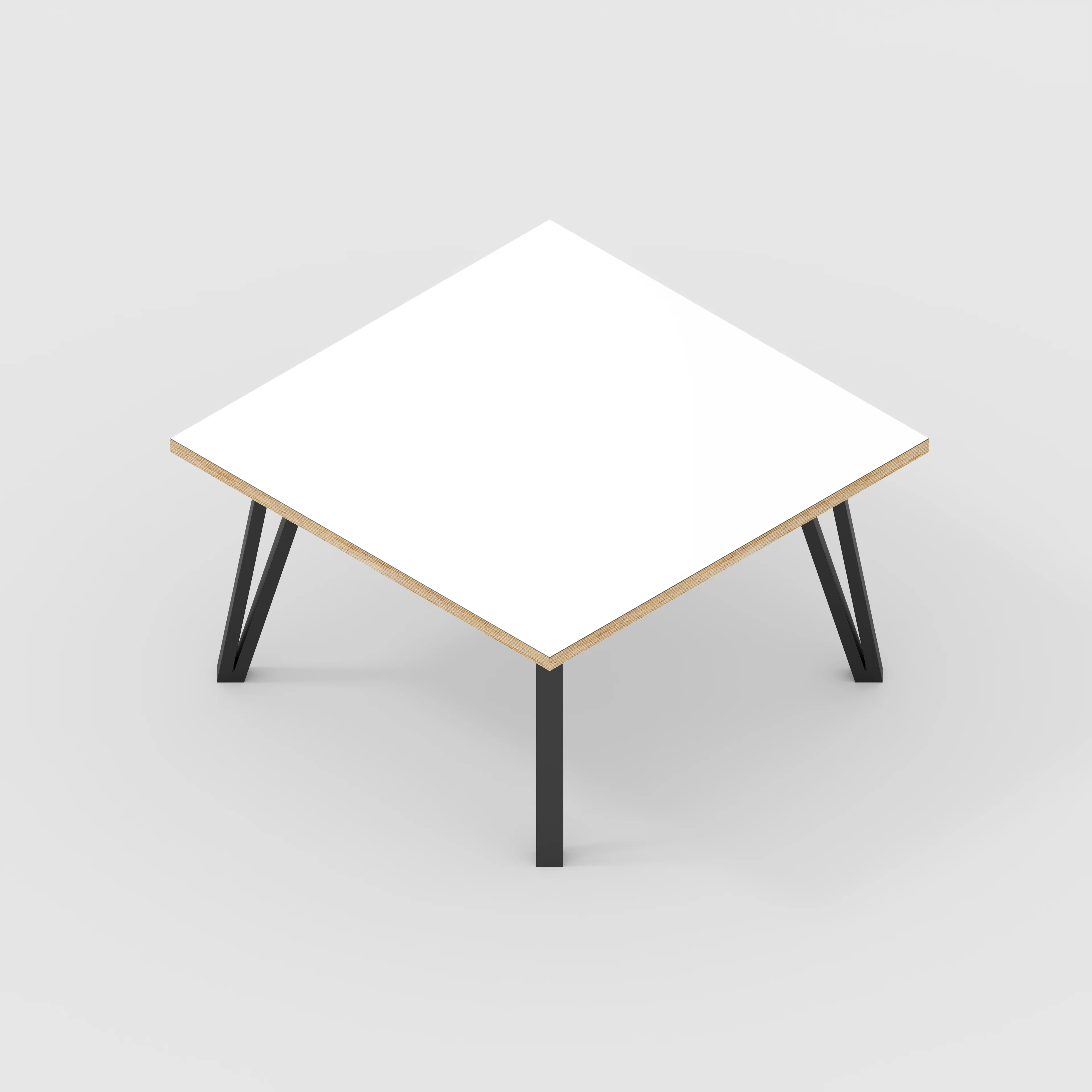 Plywood Coffee Table with Black Box Hairpin Legs - Formica White - 800(w) x 800(d) x 425(h) - Image 5