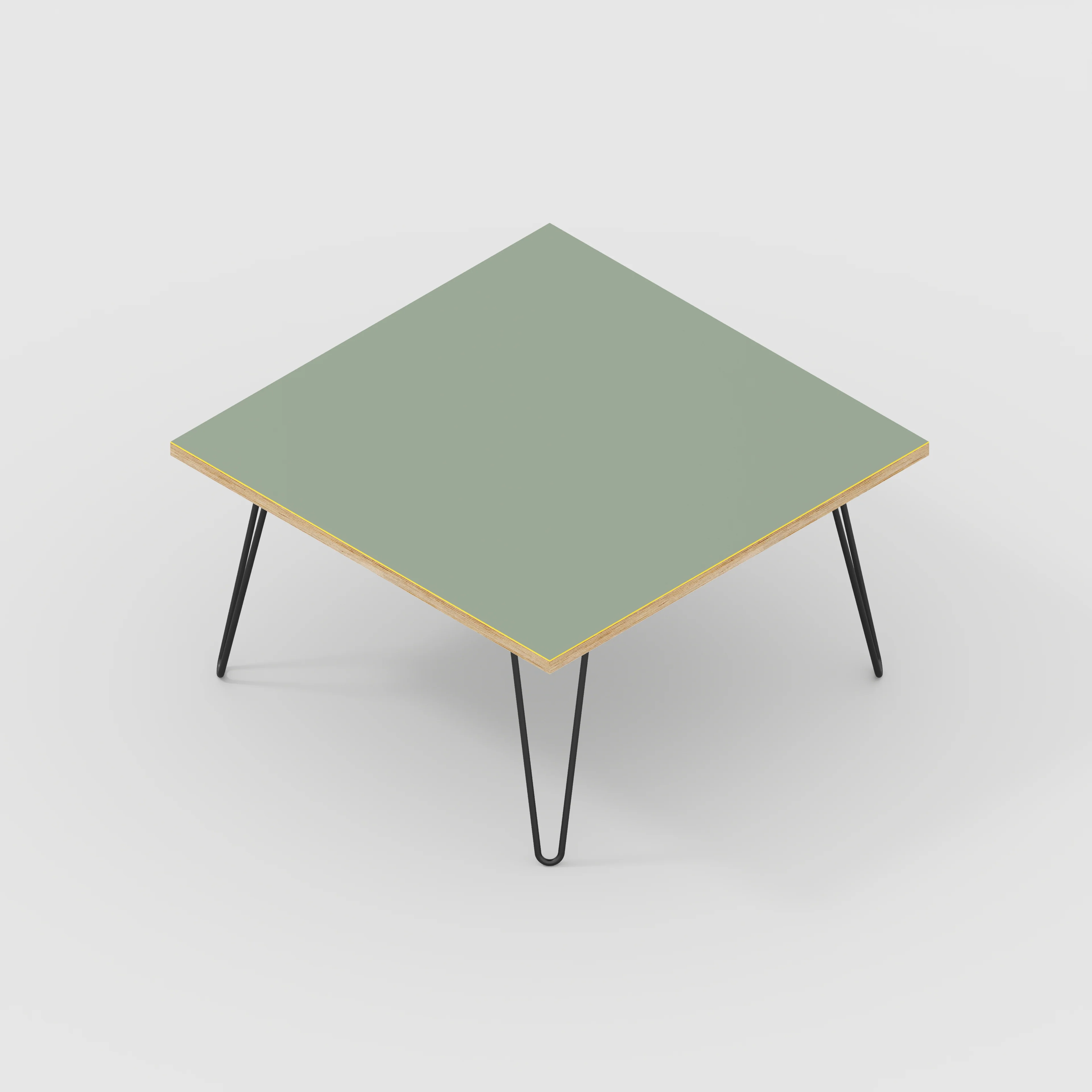 Plywood Coffee Table with Black Hairpin Legs - Formica Green Slate - 800(w) x 800(d) x 425(h) - Image 5