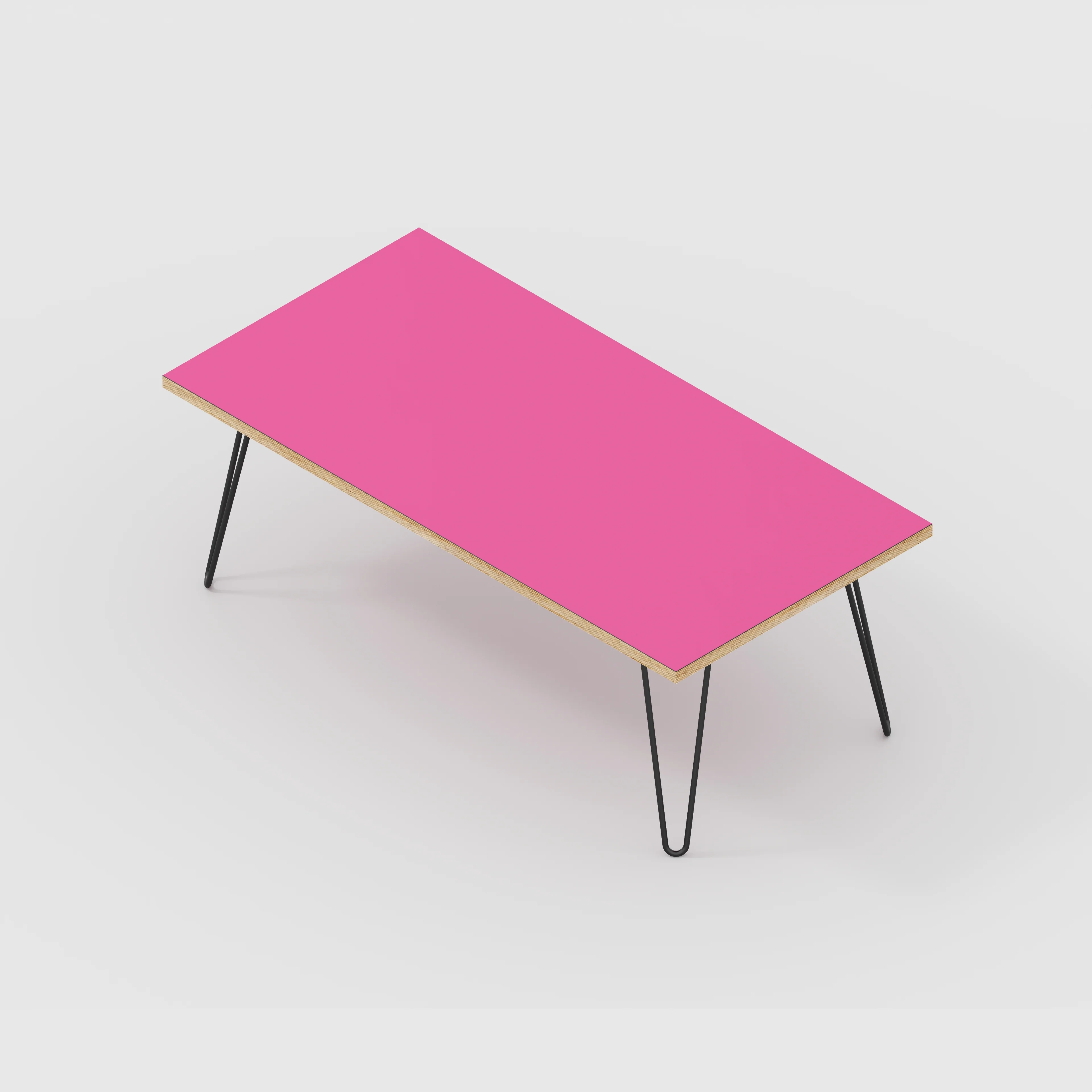 Plywood Coffee Table with Black Hairpin Legs - Formica Juicy Pink - 1200(w) x 600(d) x 425(h) - Image 5
