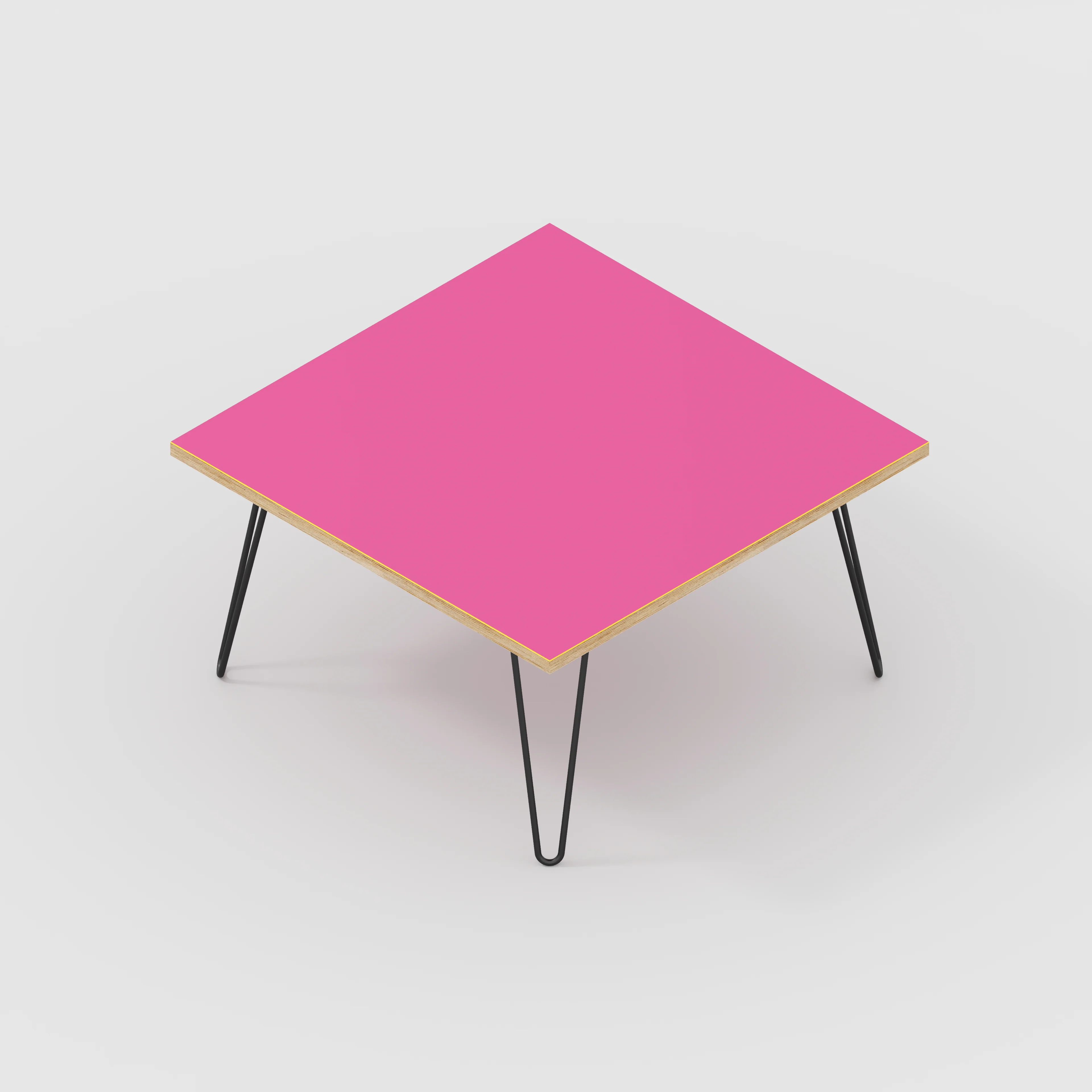 Plywood Coffee Table with Black Hairpin Legs - Formica Juicy Pink - 800(w) x 800(d) x 425(h) - Image 5