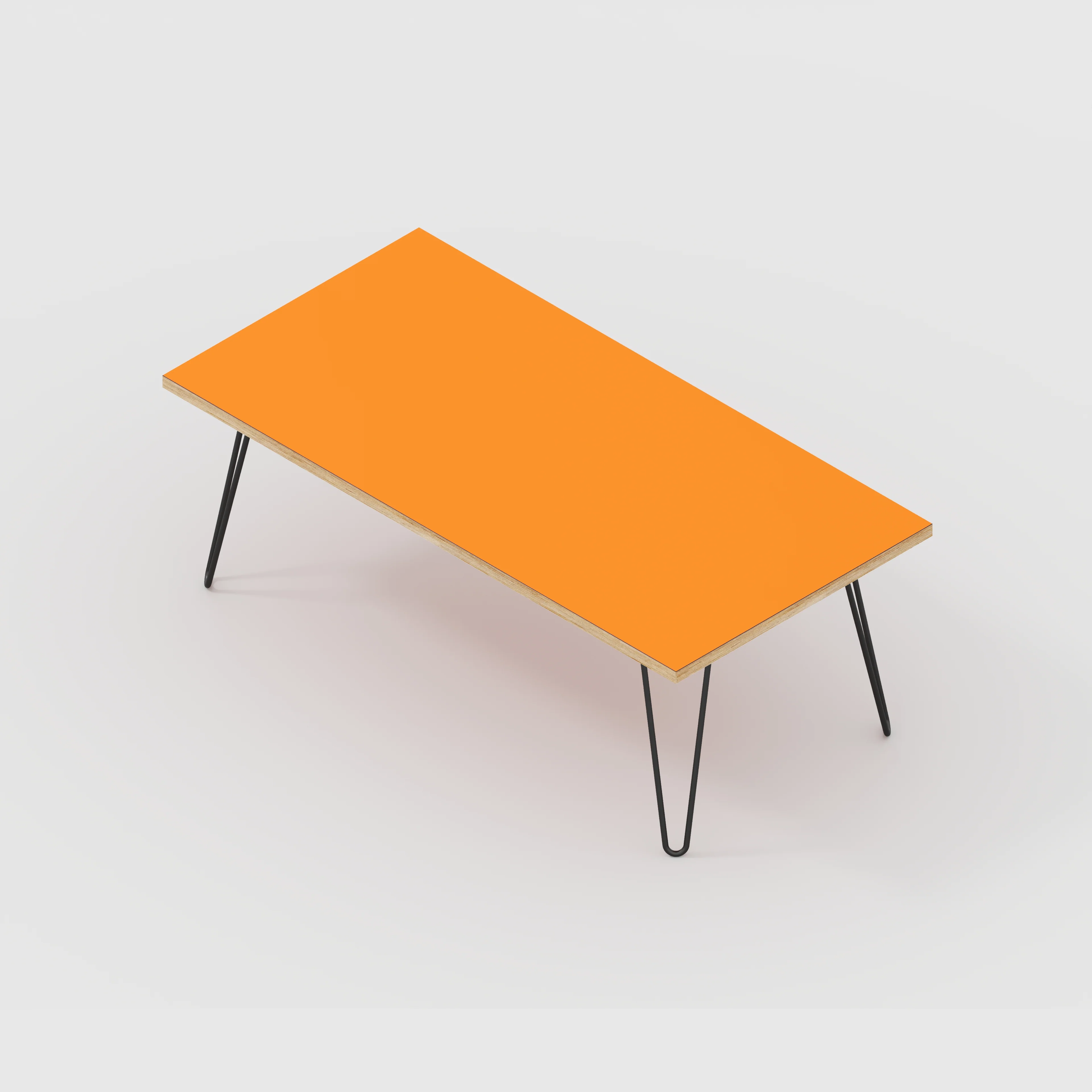 Plywood Coffee Table with Black Hairpin Legs - Formica Levante Orange - 1200(w) x 600(d) x 425(h) - Image 5