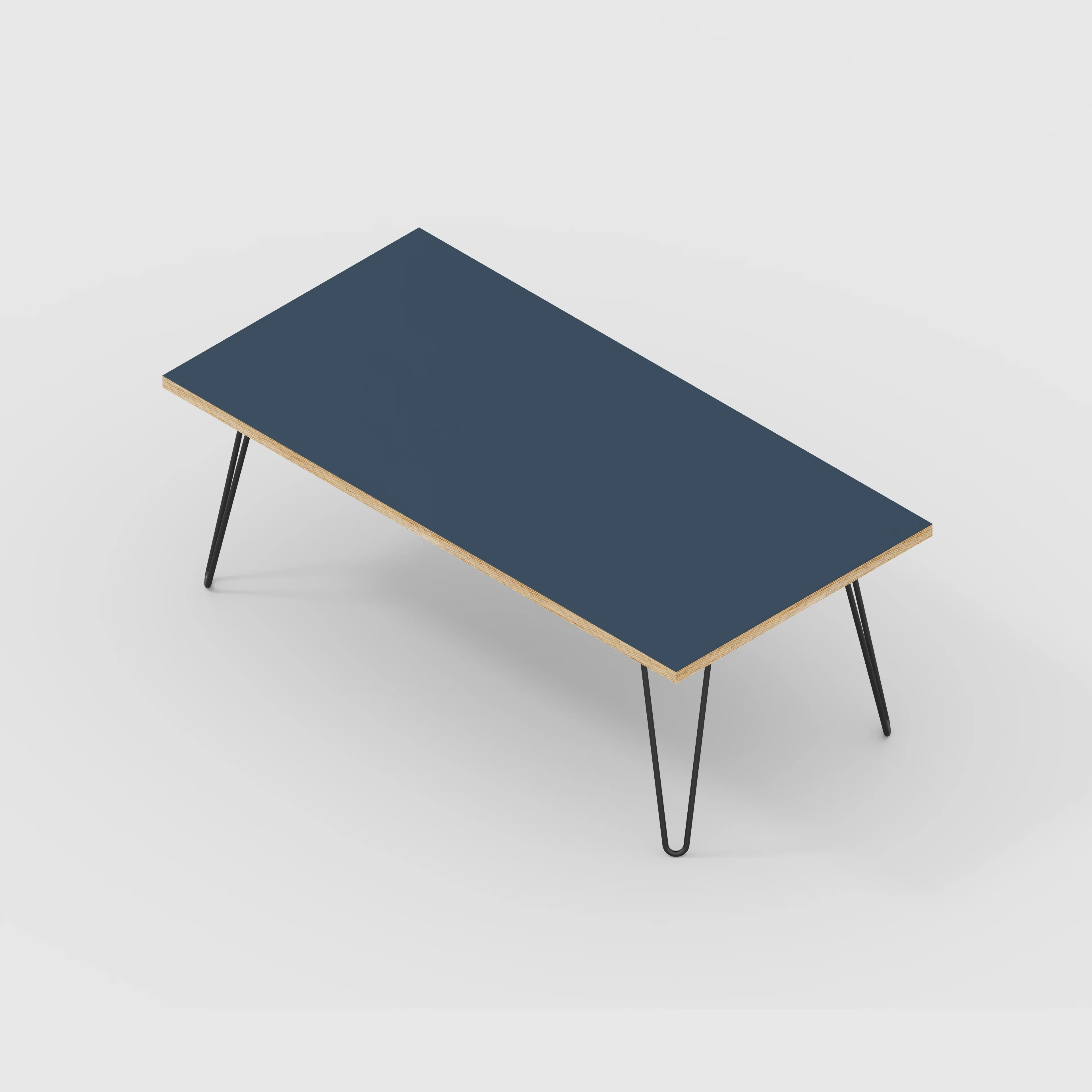 Plywood Coffee Table with Black Hairpin Legs - Formica Night Sea Blue - 1200(w) x 600(d) x 425(h) - Image 5