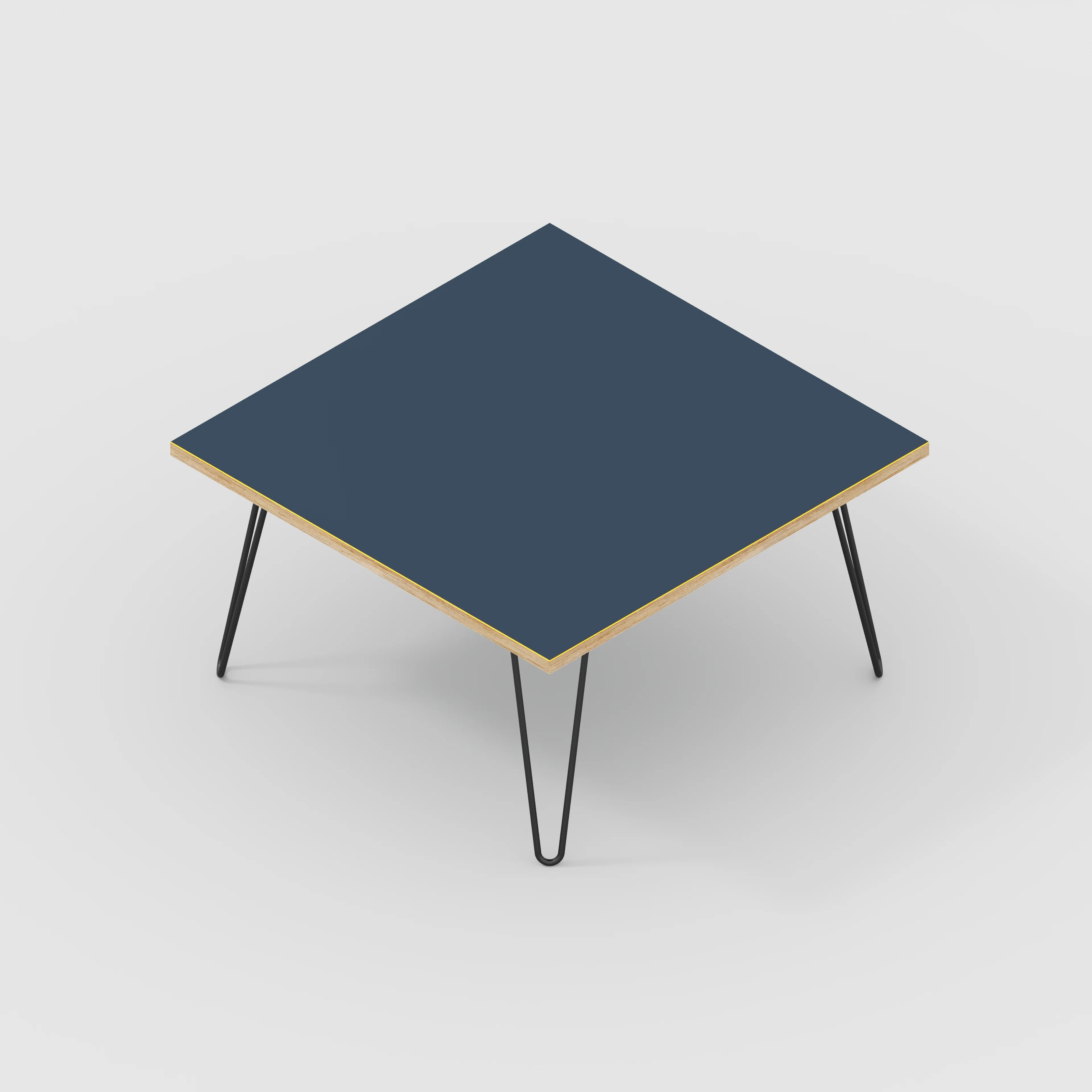 Plywood Coffee Table with Black Hairpin Legs - Formica Night Sea Blue - 800(w) x 800(d) x 425(h) - Image 5