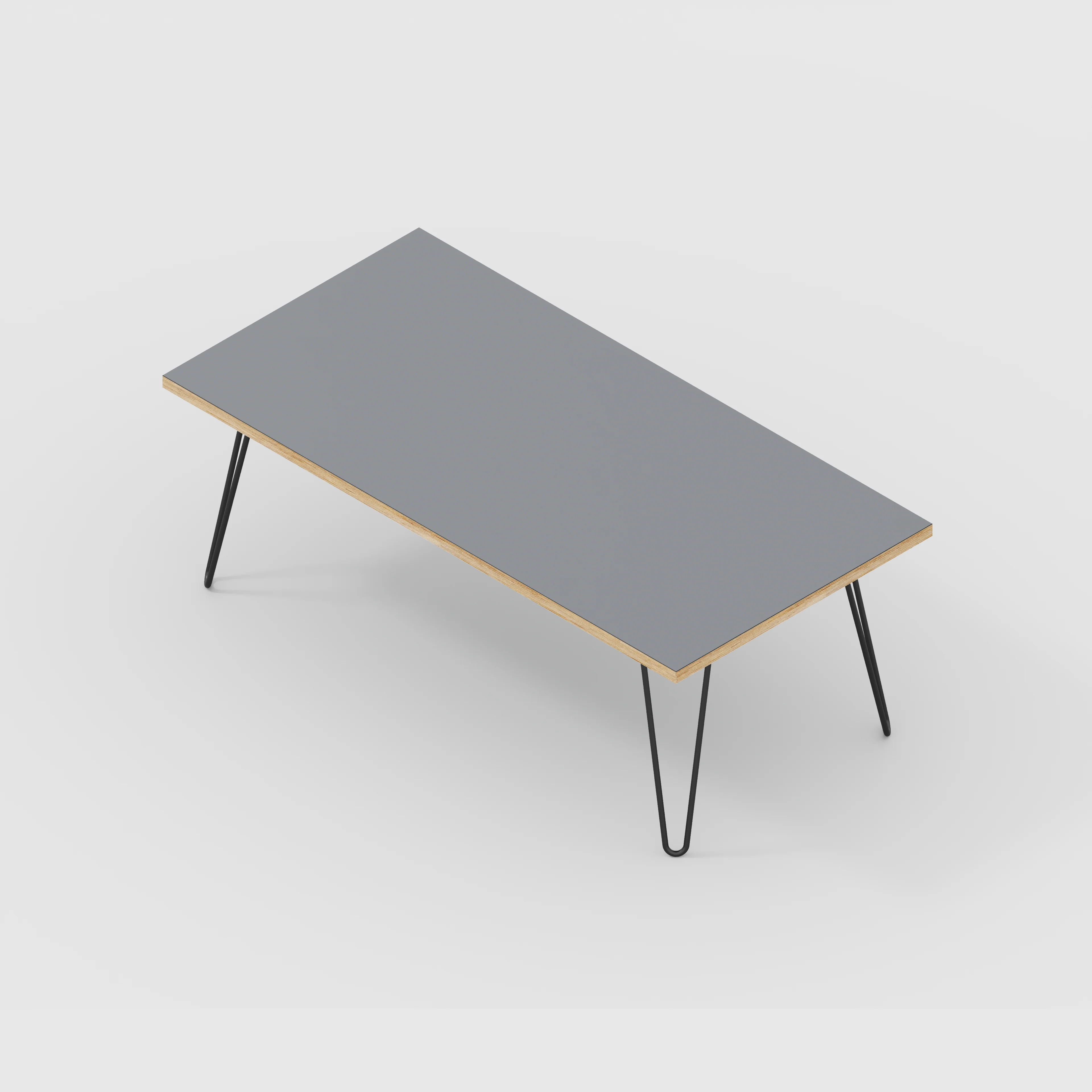 Plywood Coffee Table with Black Hairpin Legs - Formica Tornado Grey - 1200(w) x 600(d) x 425(h) - Image 5