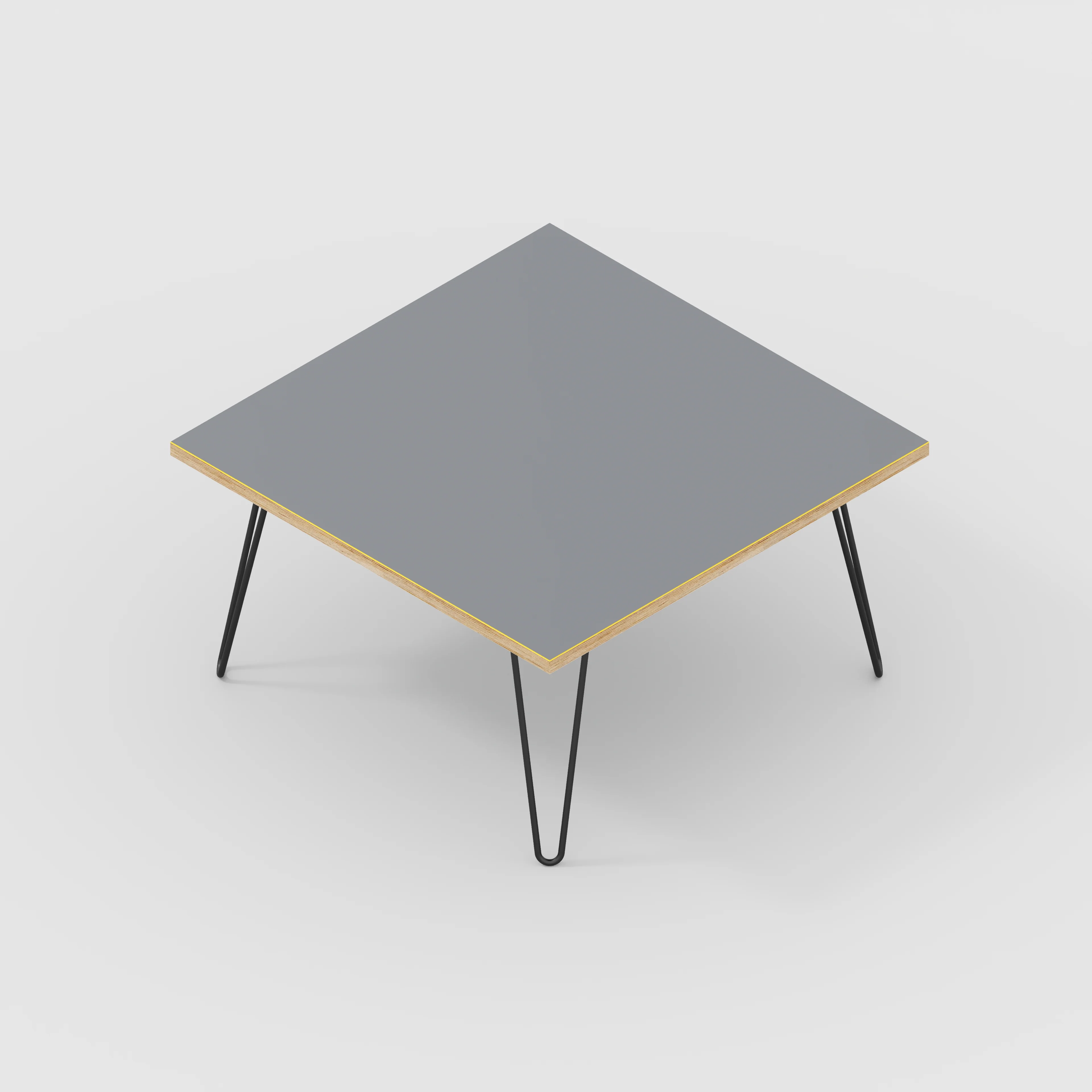 Plywood Coffee Table with Black Hairpin Legs - Formica Tornado Grey - 800(w) x 800(d) x 425(h) - Image 5