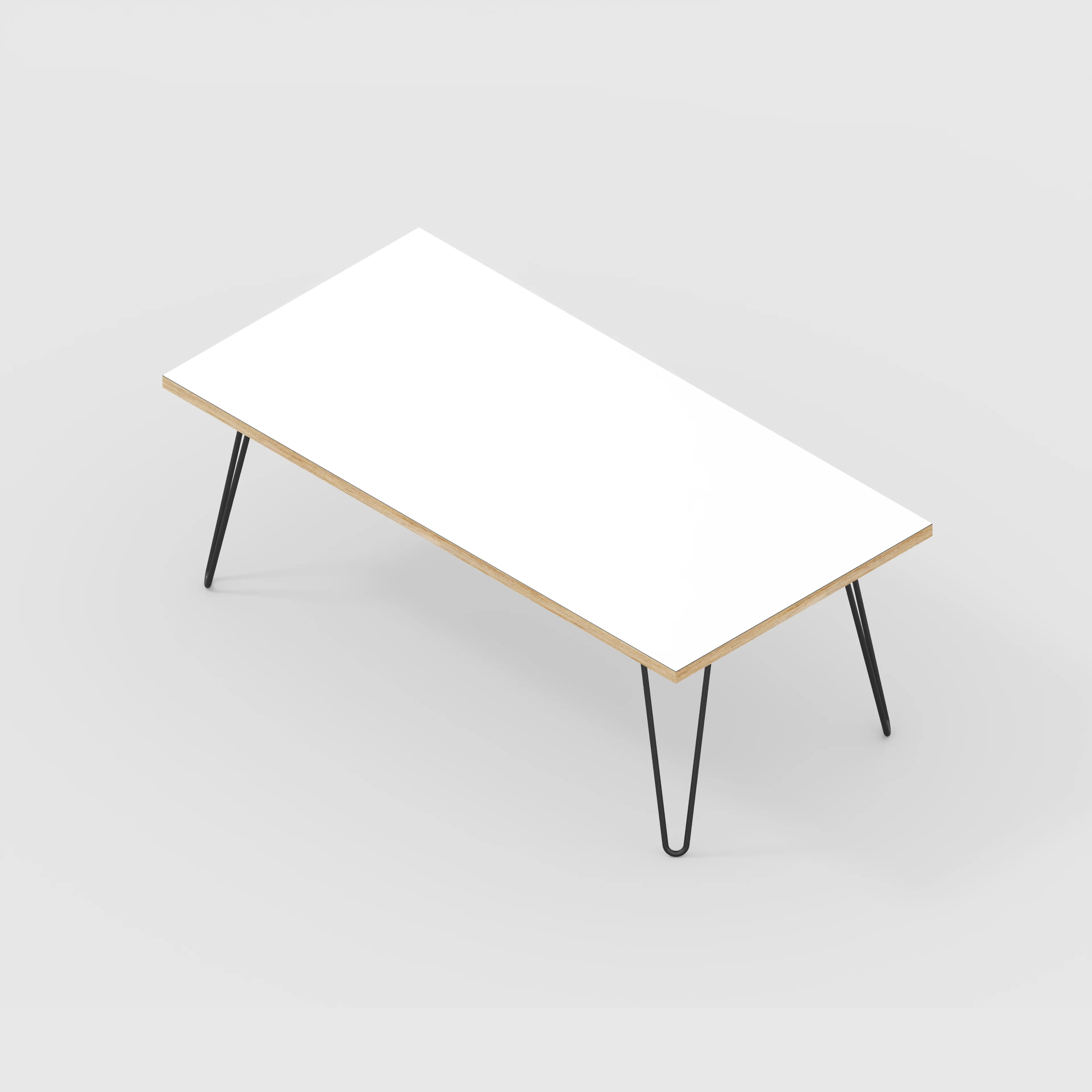 Plywood Coffee Table with Black Hairpin Legs - Formica White - 1200(w) x 600(d) x 425(h) - Image 5