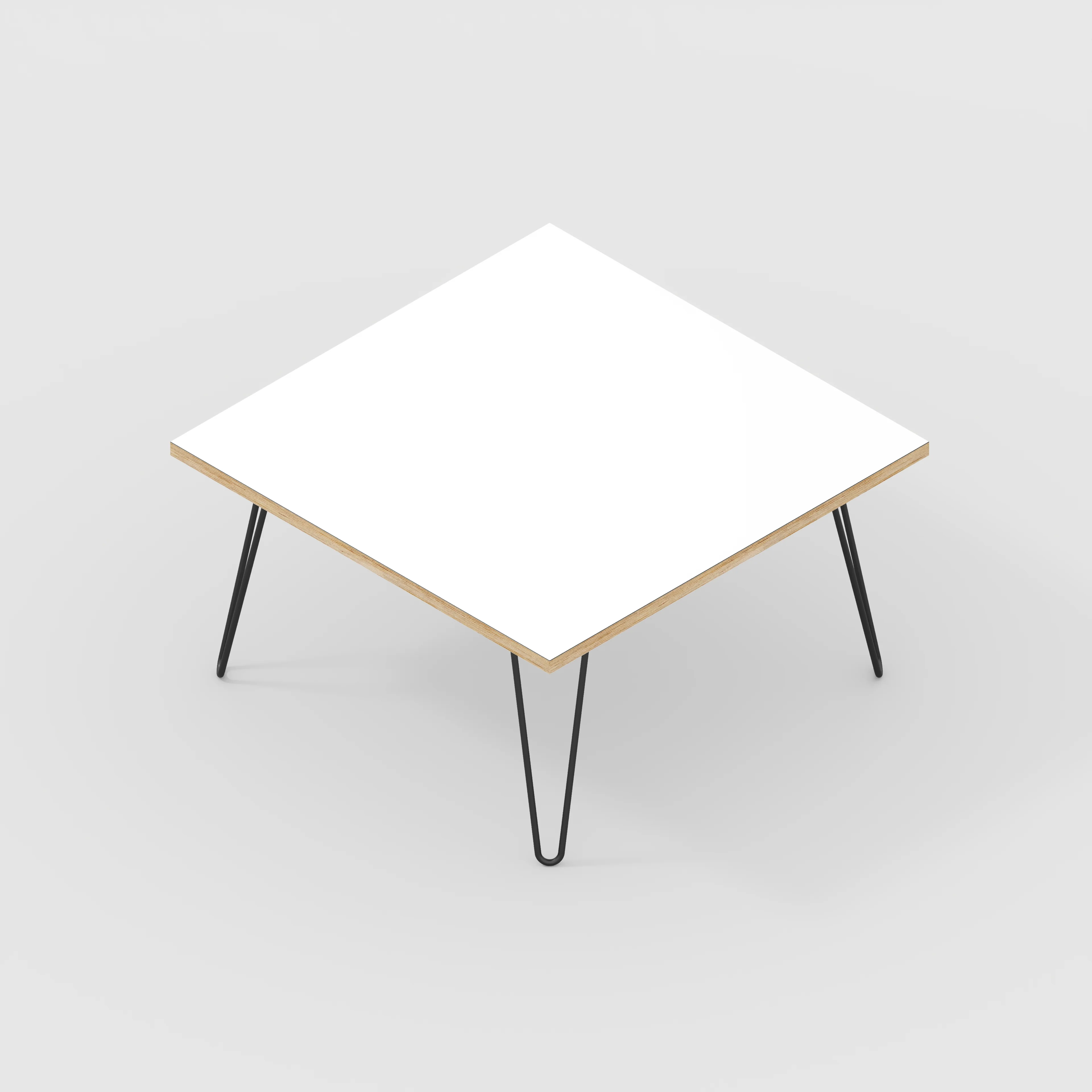 Plywood Coffee Table with Black Hairpin Legs - Formica White - 800(w) x 800(d) x 425(h) - Image 5
