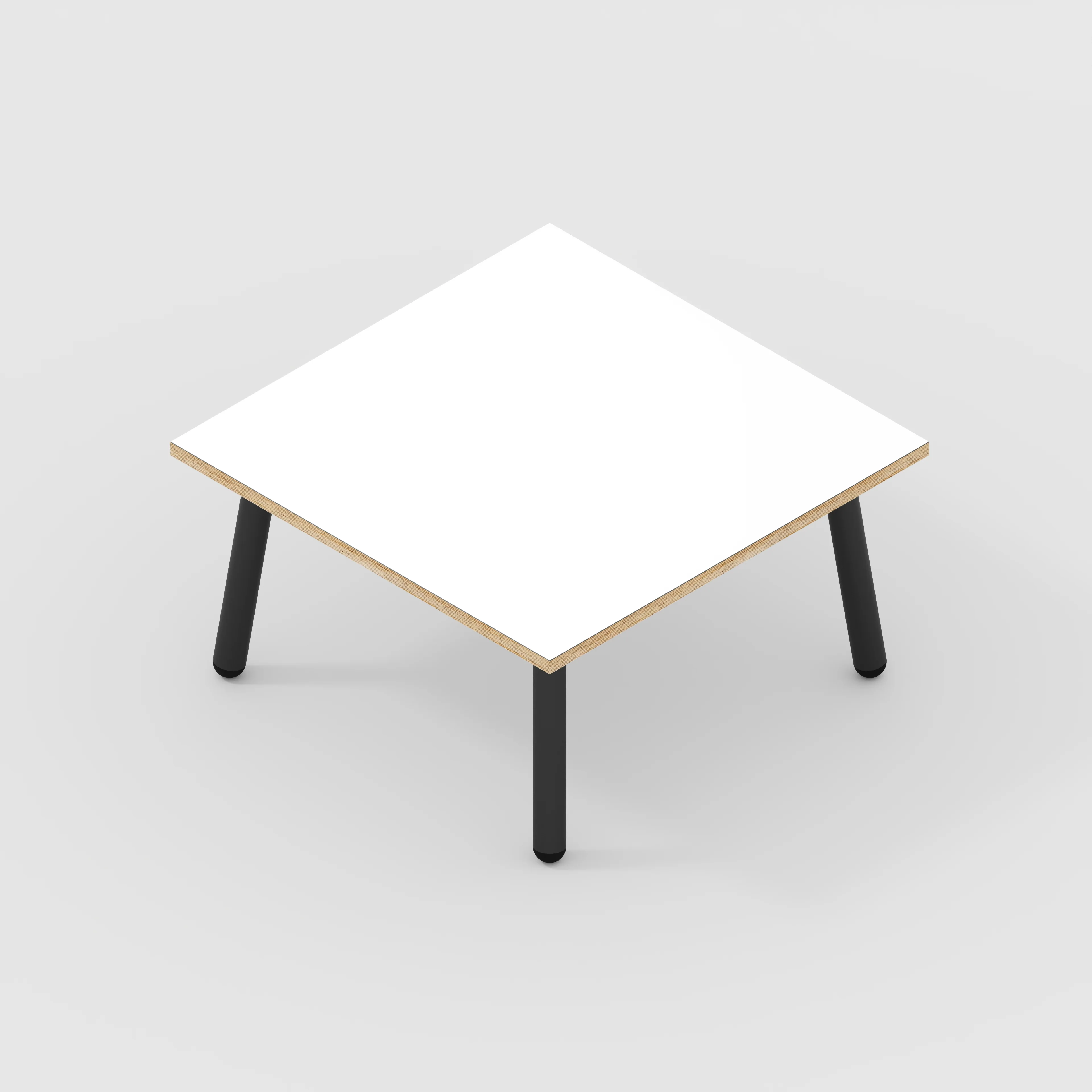 Plywood Coffee Table with Black Round Single Pin Legs - Formica White - 800(w) x 800(d) x 425(h) - Image 5