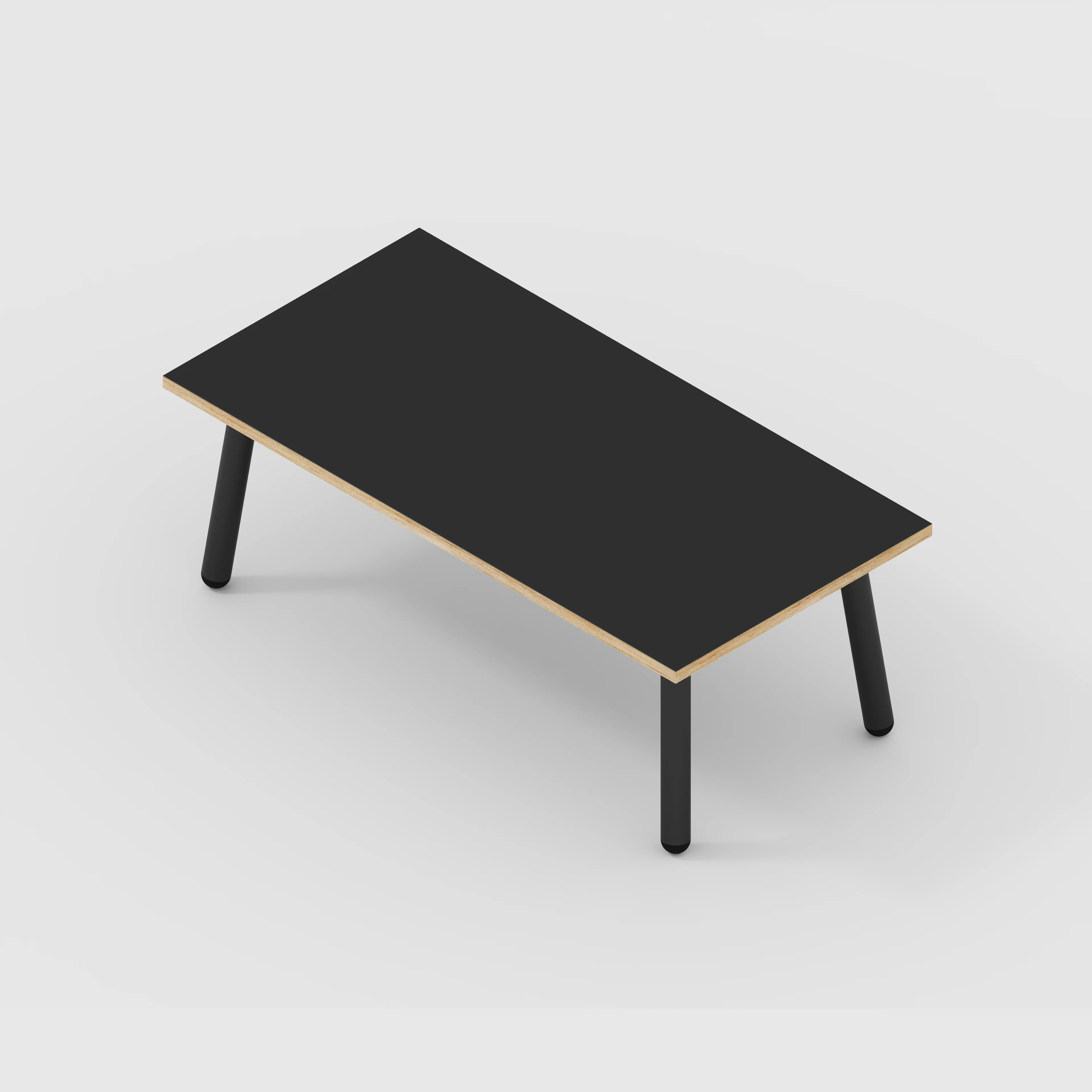 Plywood Coffee Table with Black Round Single Pin Legs - Formica Diamond Black - 1200(w) x 600(d) x 425(h) - Image 5