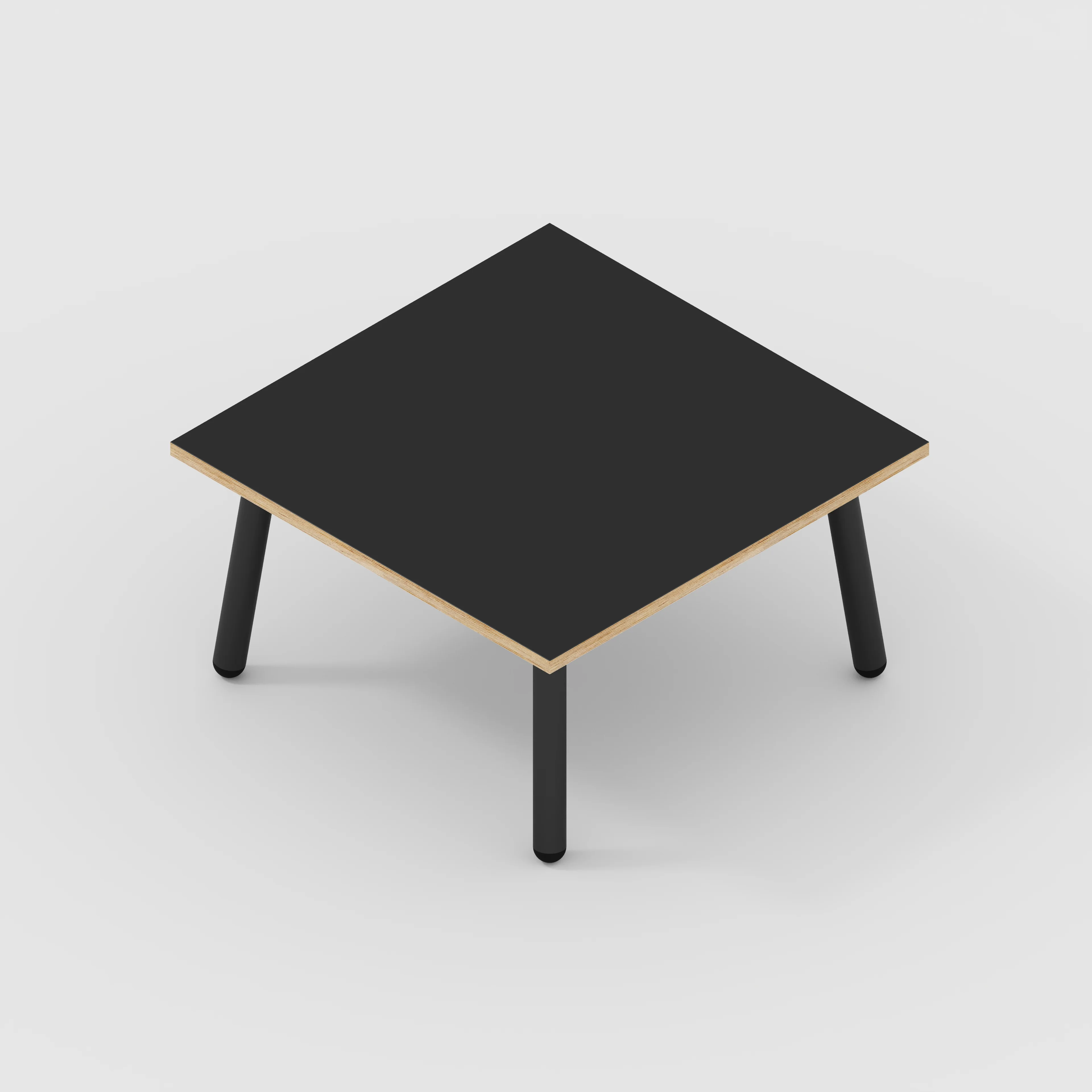 Plywood Coffee Table with Black Round Single Pin Legs - Formica Diamond Black - 800(w) x 800(d) x 425(h) - Image 5