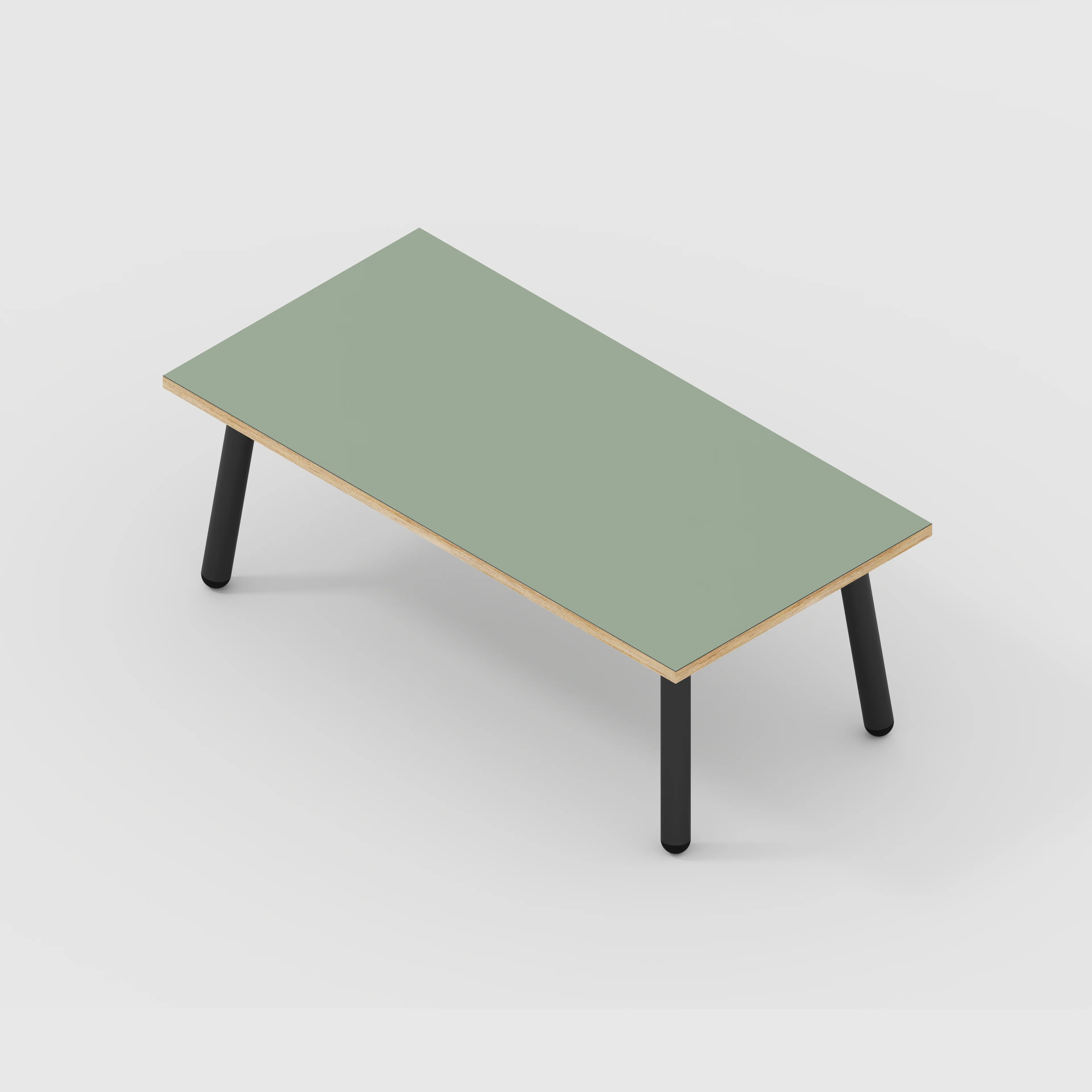 Plywood Coffee Table with Black Round Single Pin Legs - Formica Green Slate - 1200(w) x 600(d) x 425(h) - Image 5