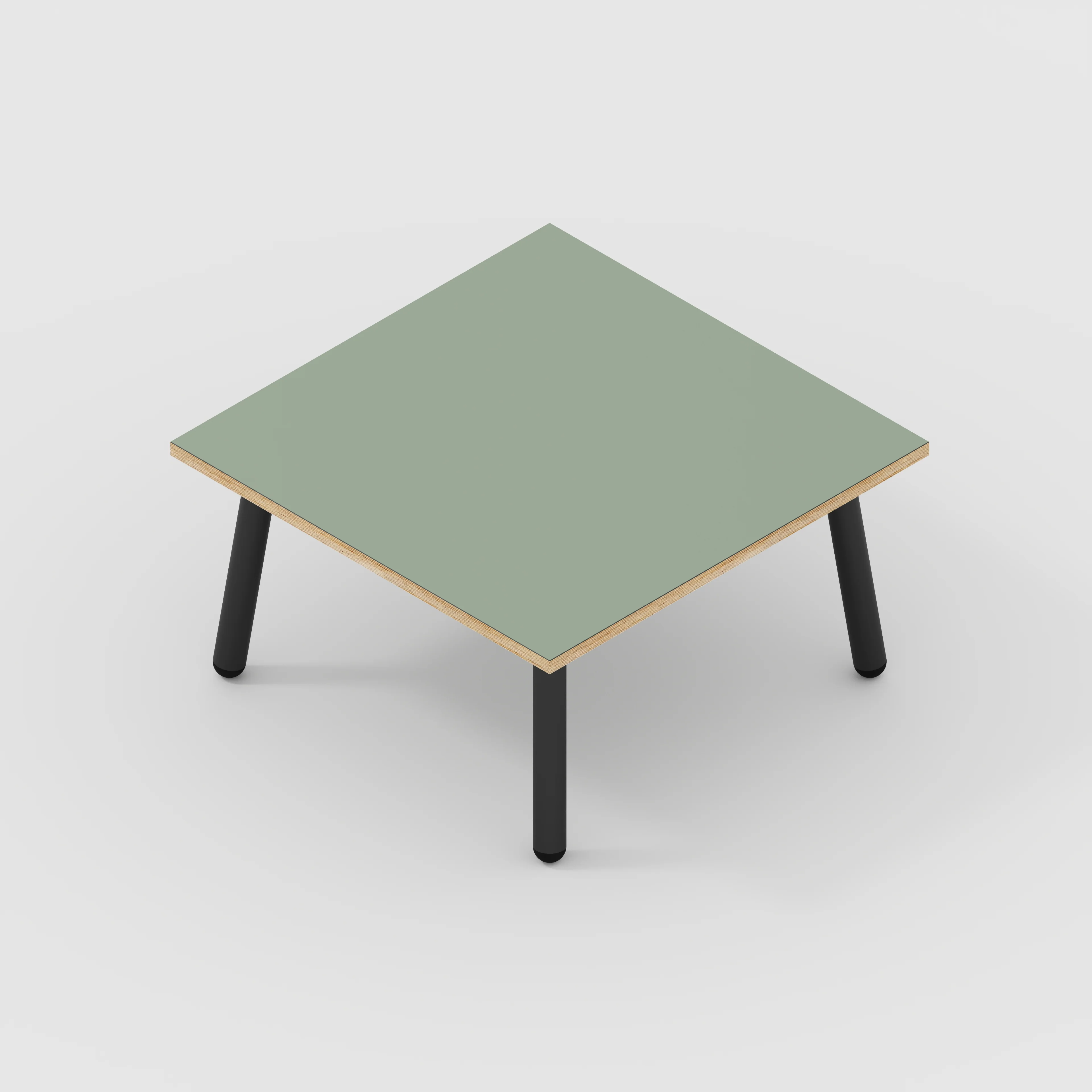 Plywood Coffee Table with Black Round Single Pin Legs - Formica Green Slate - 800(w) x 800(d) x 425(h) - Image 5