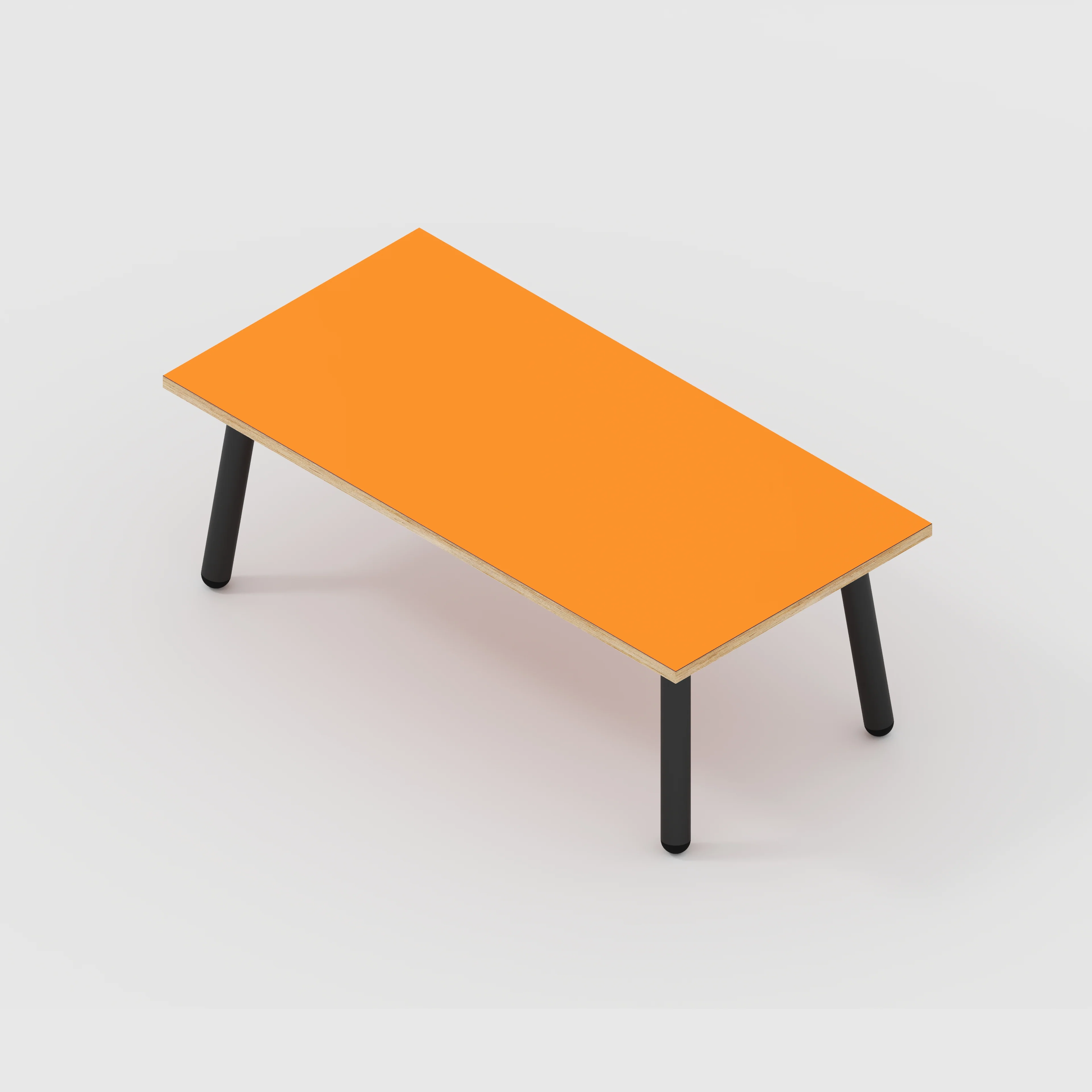 Plywood Coffee Table with Black Round Single Pin Legs - Formica Levante Orange - 1200(w) x 600(d) x 425(h) - Image 5