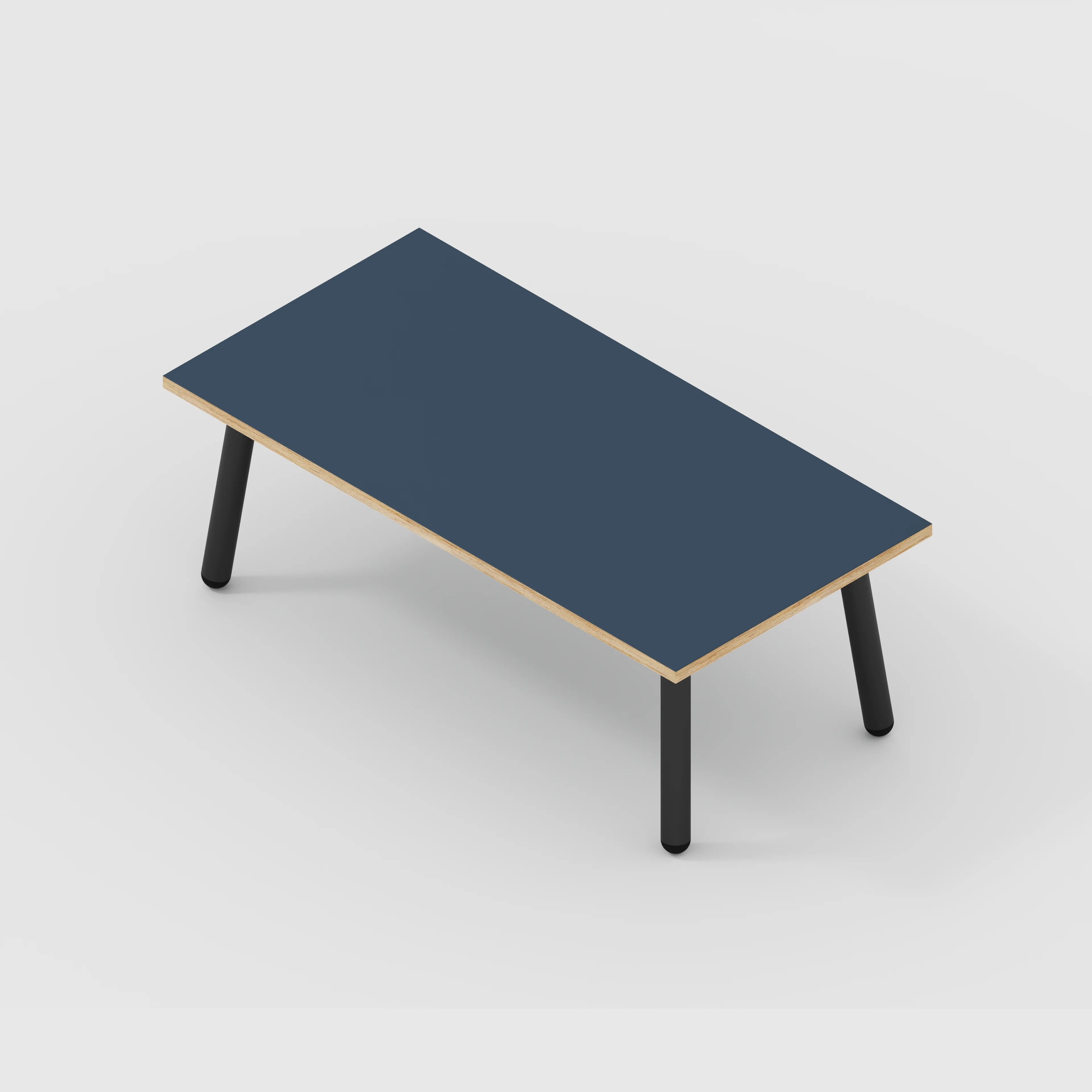 Plywood Coffee Table with Black Round Single Pin Legs - Formica Night Sea Blue - 1200(w) x 600(d) x 425(h) - Image 5
