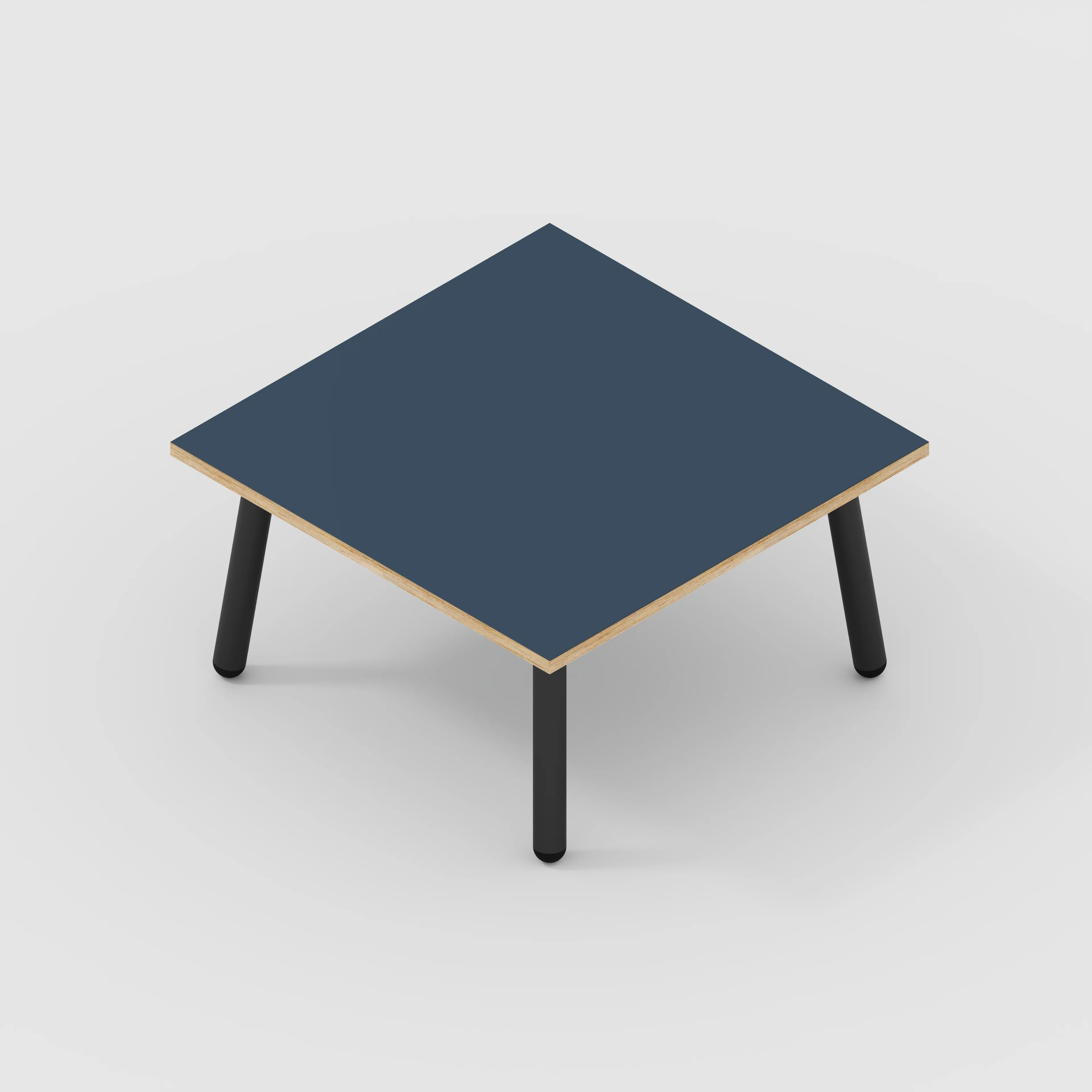 Plywood Coffee Table with Black Round Single Pin Legs - Formica Night Sea Blue - 800(w) x 800(d) x 425(h) - Image 5
