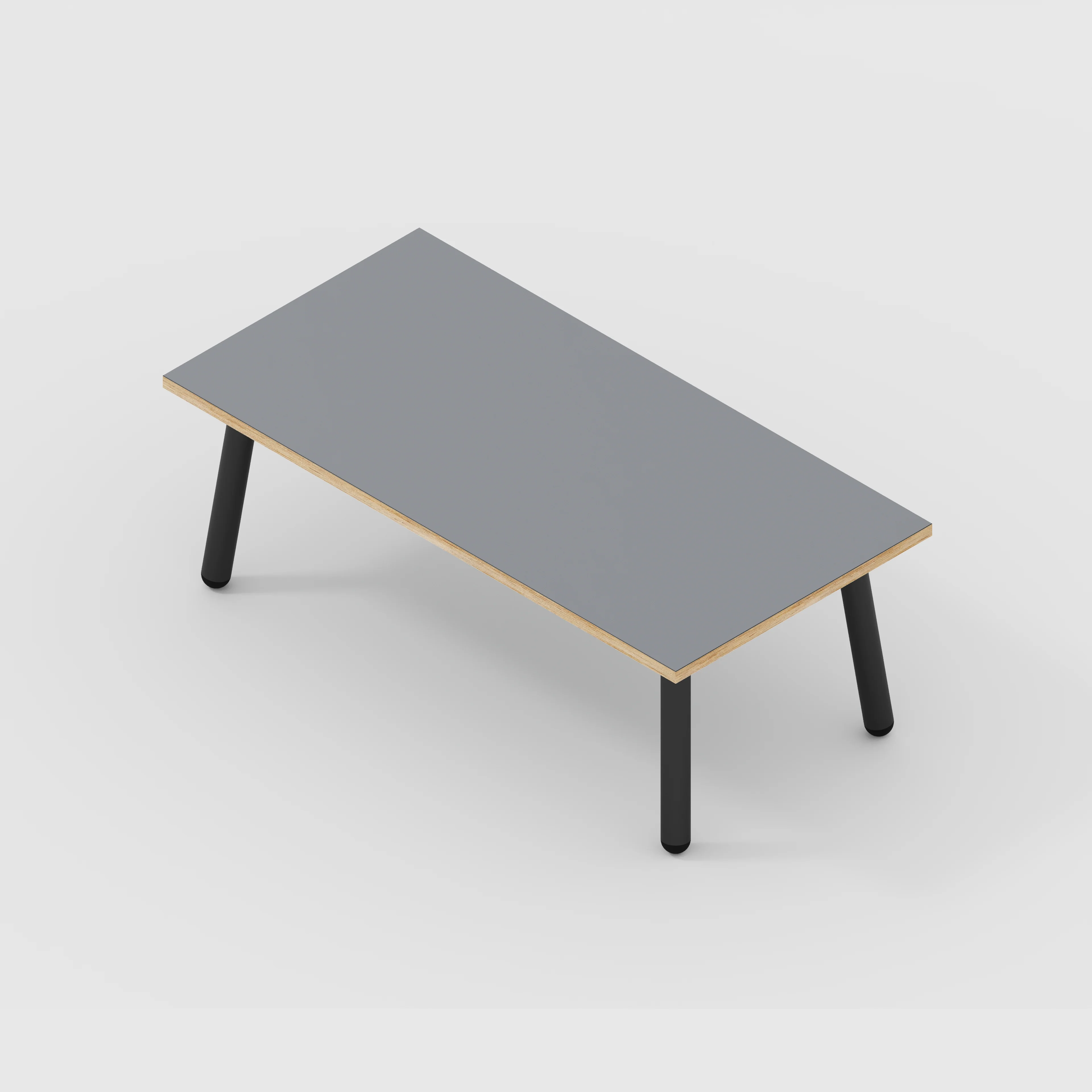 Plywood Coffee Table with Black Round Single Pin Legs - Formica Tornado Grey - 1200(w) x 600(d) x 425(h) - Image 5