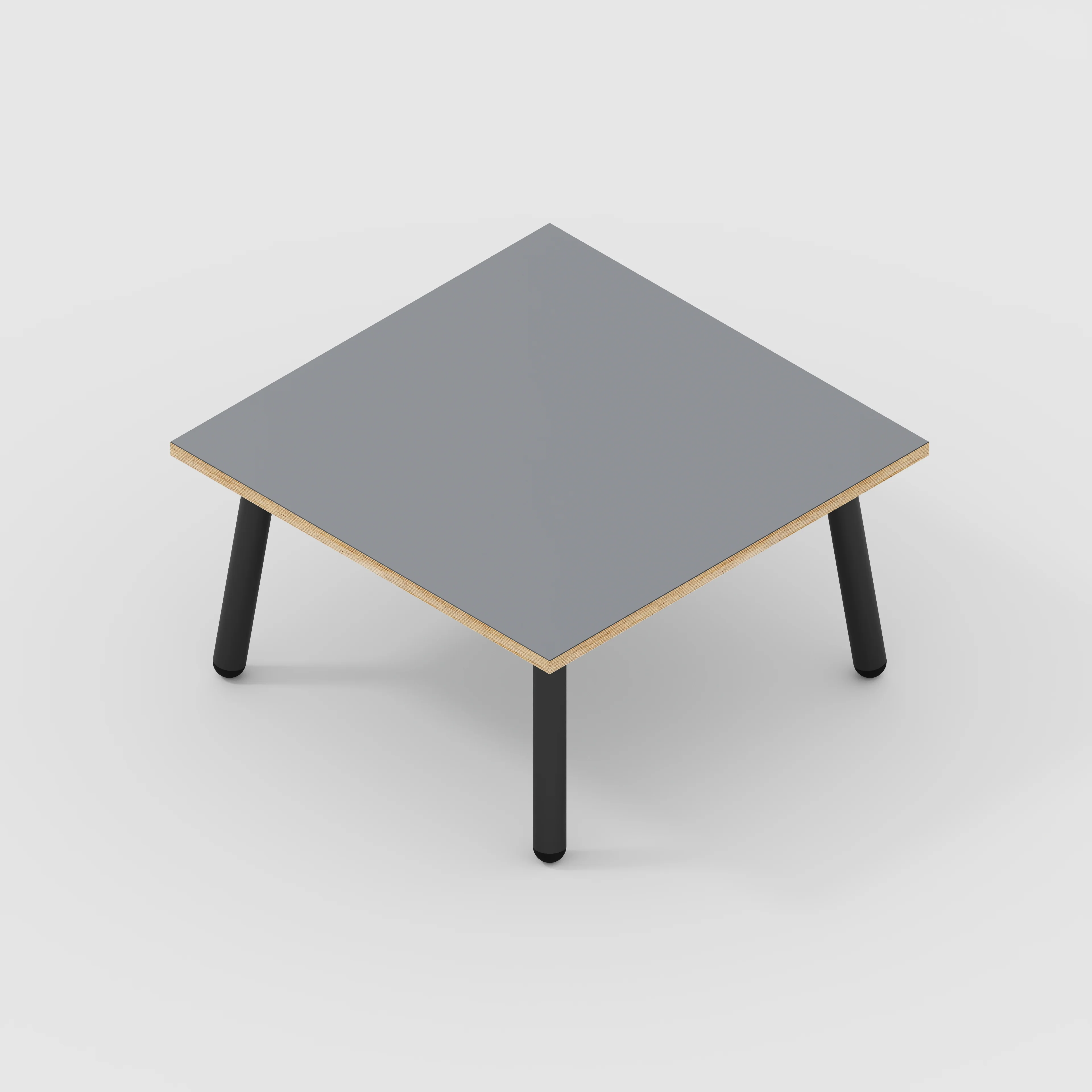 Plywood Coffee Table with Black Round Single Pin Legs - Formica Tornado Grey - 800(w) x 800(d) x 425(h) - Image 5