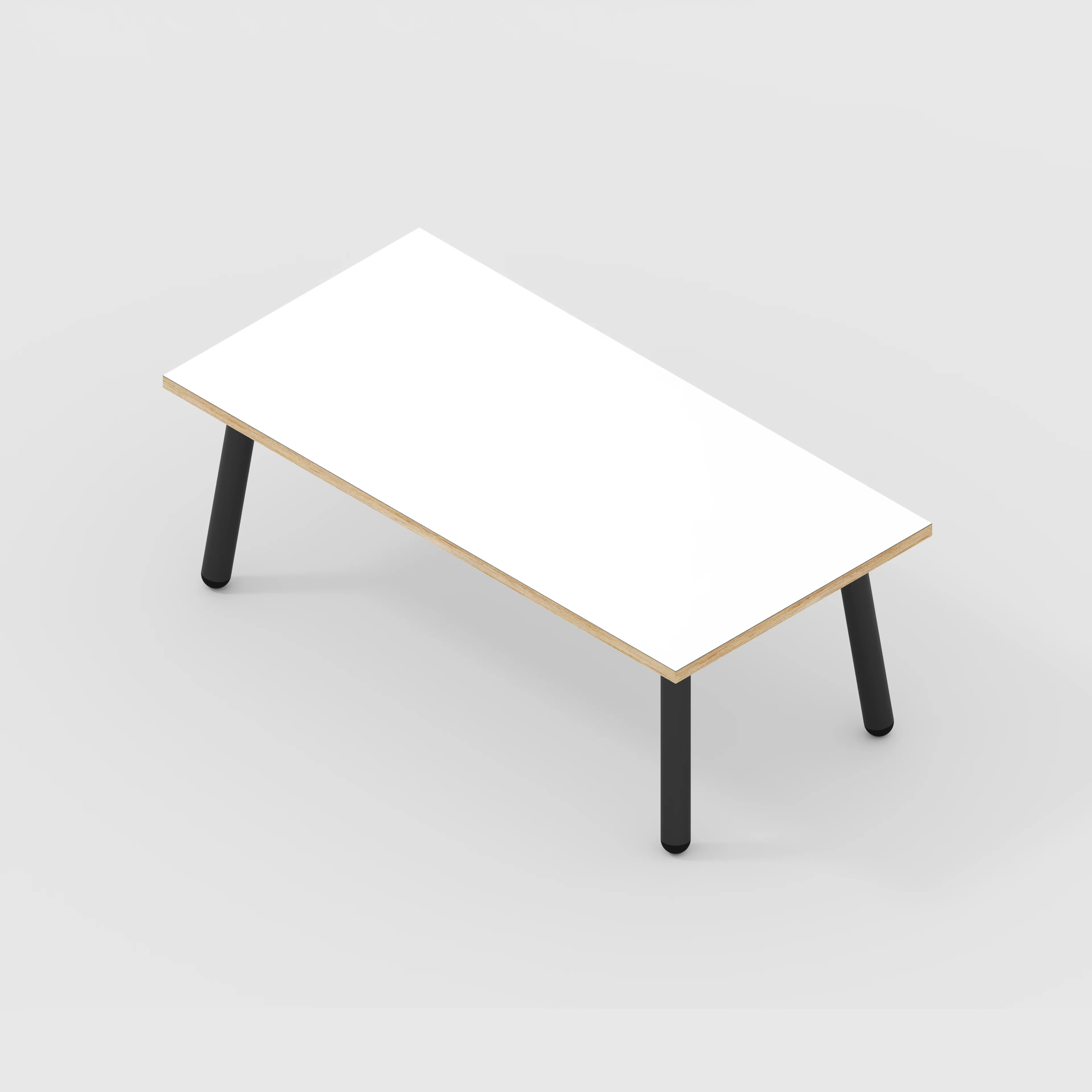Plywood Coffee Table with Black Round Single Pin Legs - Formica White - 1200(w) x 600(d) x 425(h) - Image 5
